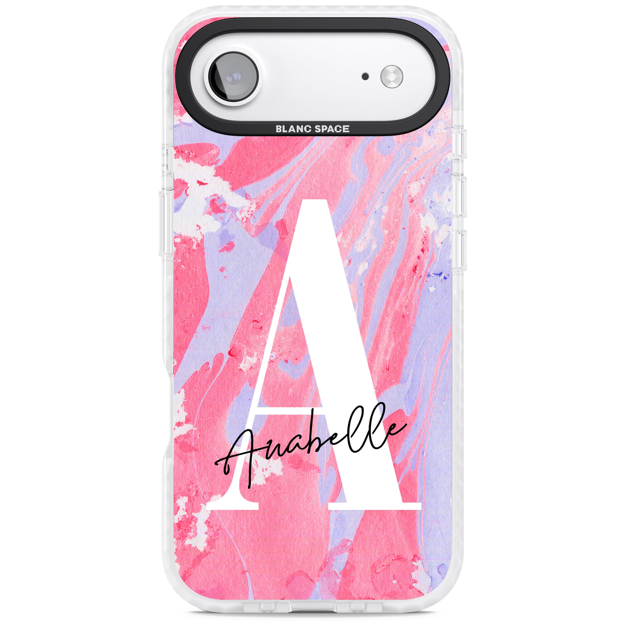 Personalised Pink & Purple Marble iPhone 17 Air Impact Pro Clear Phone Case