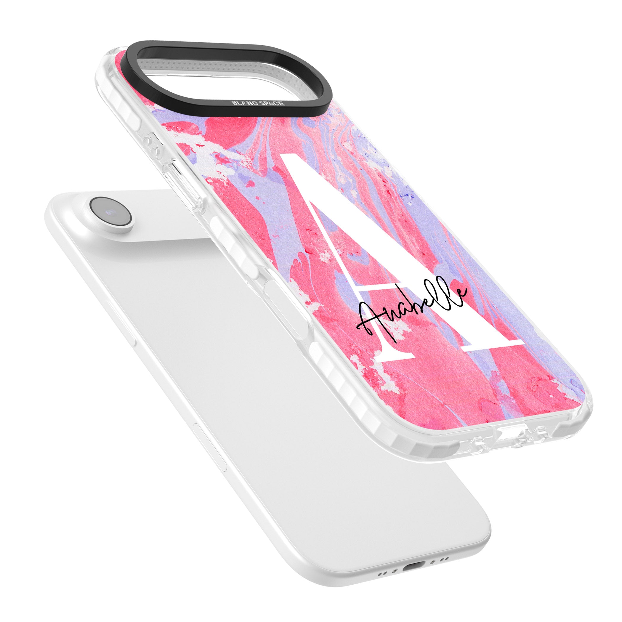 Personalised Pink & Purple Marble iPhone 17 Air Impact Pro Clear Phone Case Colours