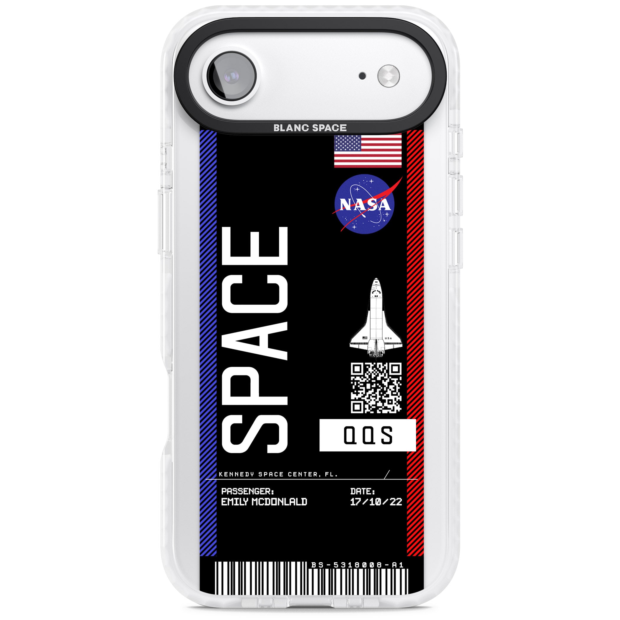 Personalised Nasa Boarding Pass (Dark) iPhone 17 Air Impact Pro Clear Phone Case