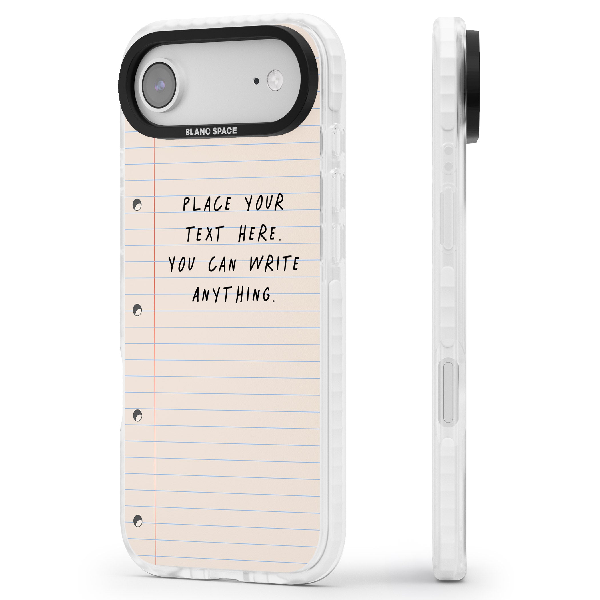 Personalised Lined Paper iPhone 17 Air Impact Pro Clear Phone Case Side Profile