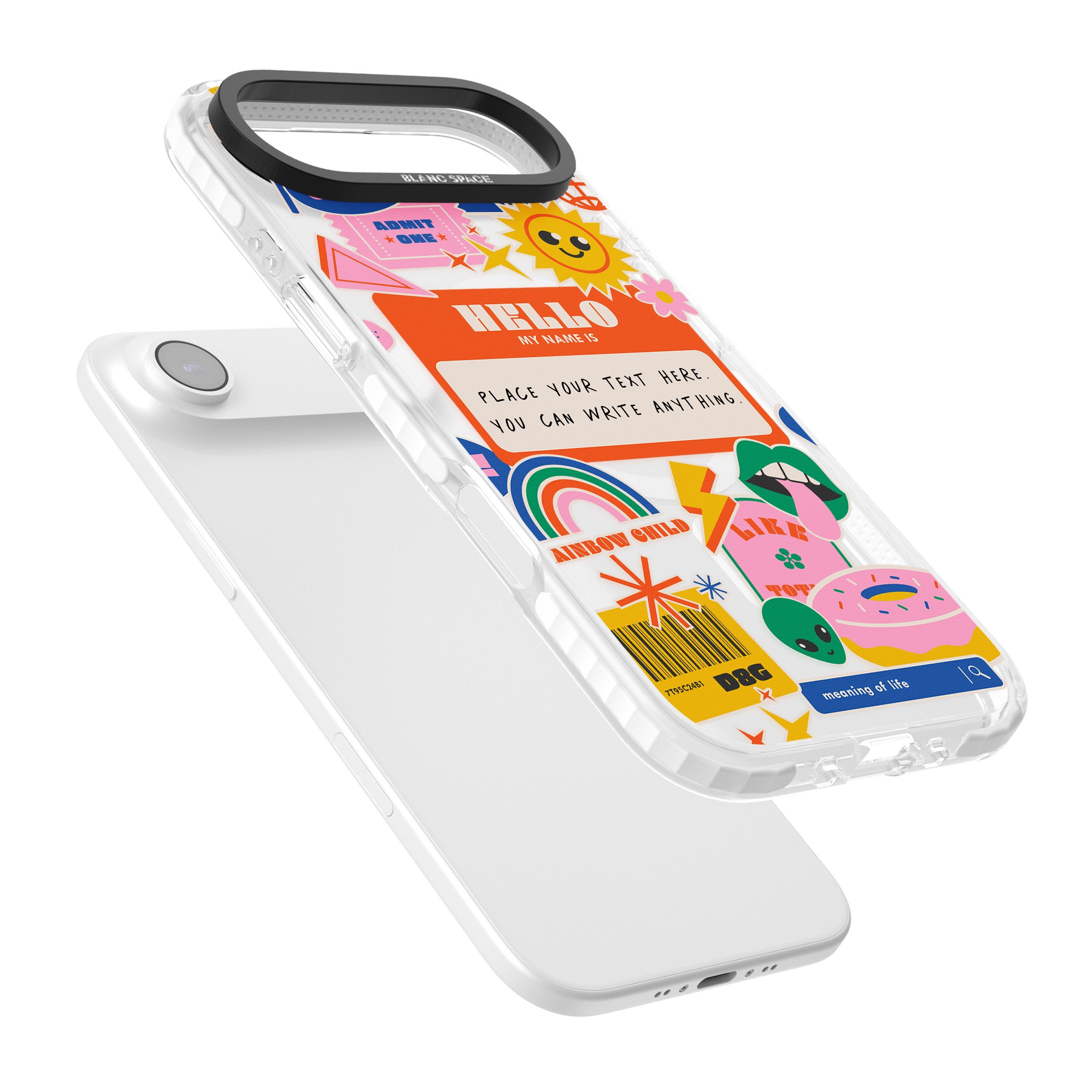 Personalised Retro Vibes Sticker iPhone 17 Air Impact Pro Clear Phone Case Colours