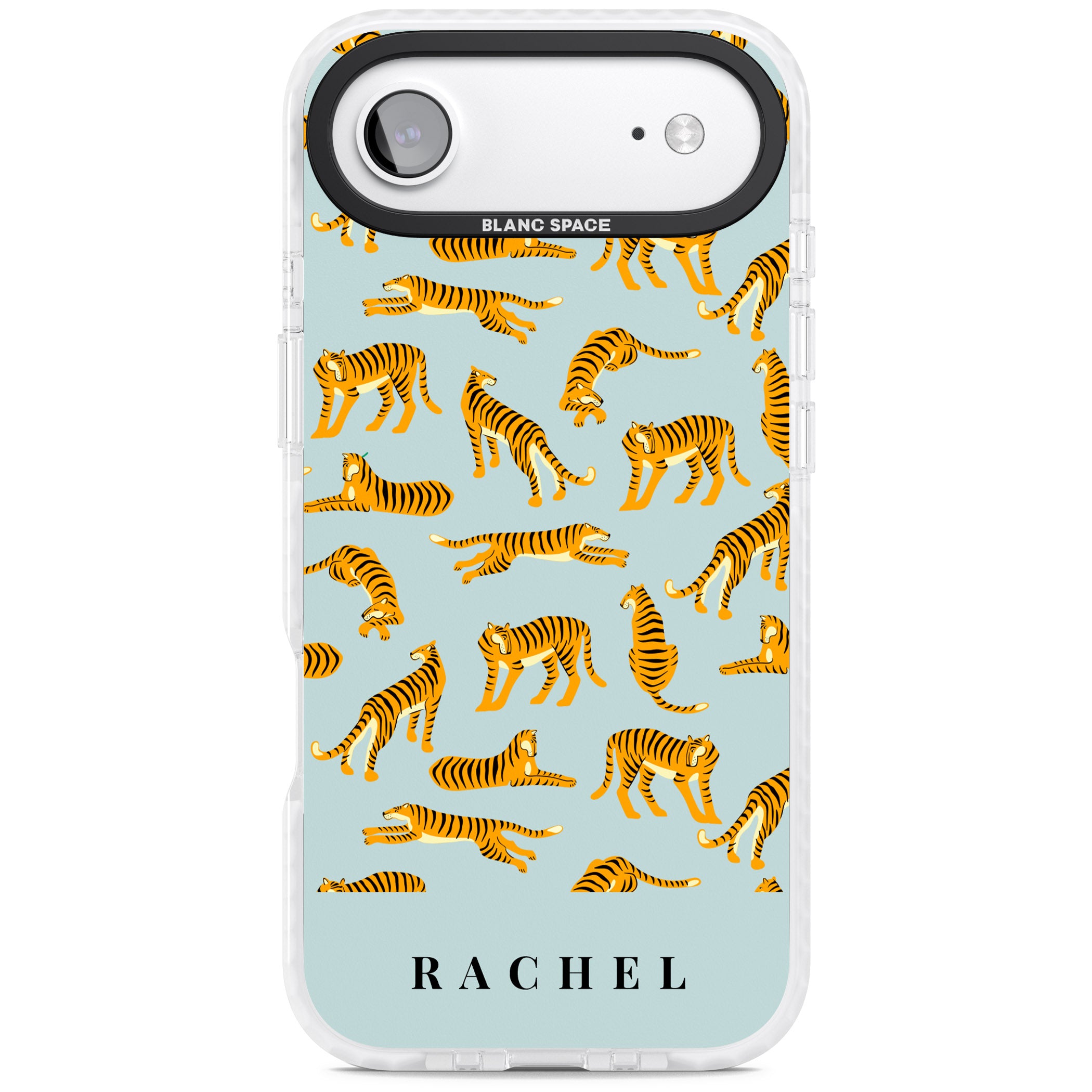 Personalised Turquoise Tiger Pattern iPhone 17 Air Impact Pro Clear Phone Case