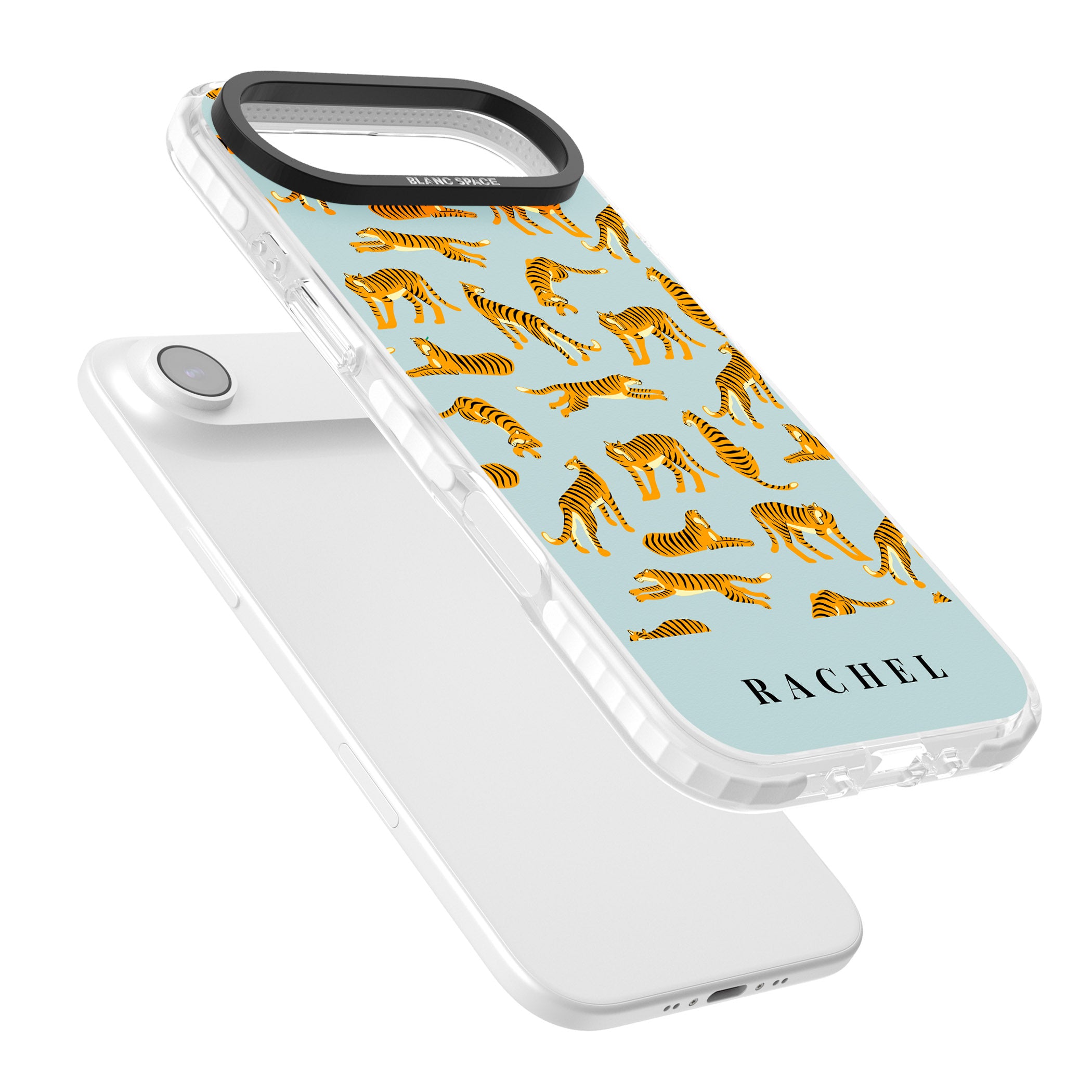 Personalised Turquoise Tiger Pattern iPhone 17 Air Impact Pro Clear Phone Case Colours