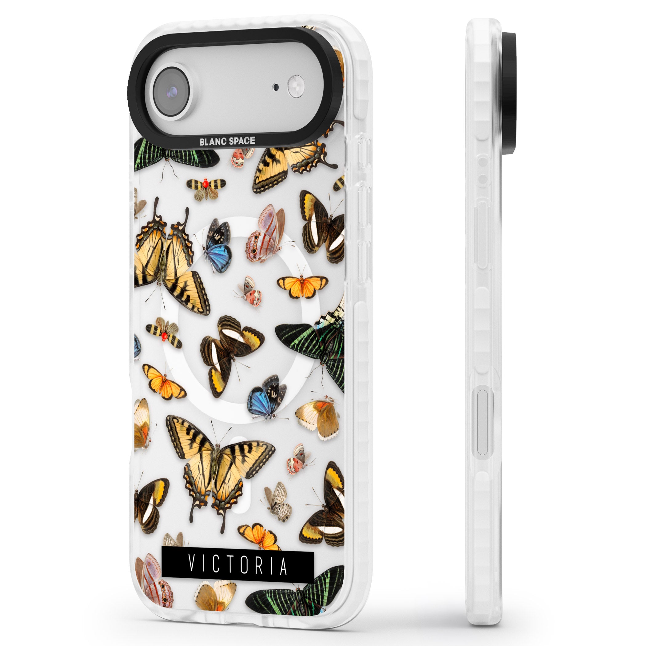 Personalised Butterfly Archive iPhone 17 Air Impact Pro Clear Phone Case Side Profile