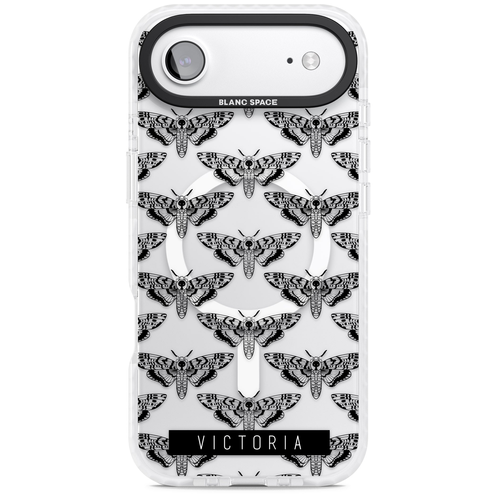 Personalised Hawk Moth Pattern iPhone 17 Air Impact Pro Clear Phone Case