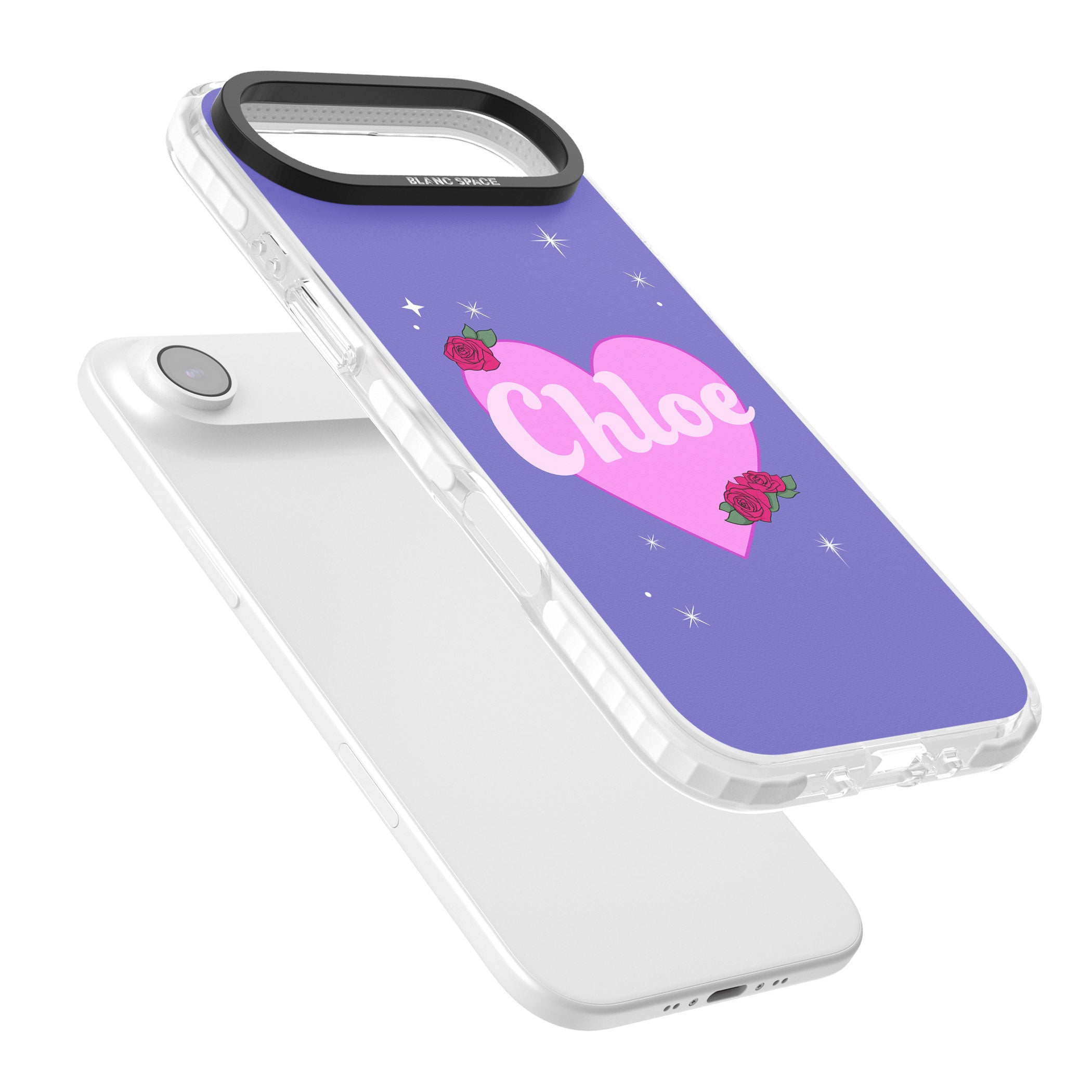 Personalised Glamorous Love Heart iPhone 17 Air Impact Pro Clear Phone Case Colours