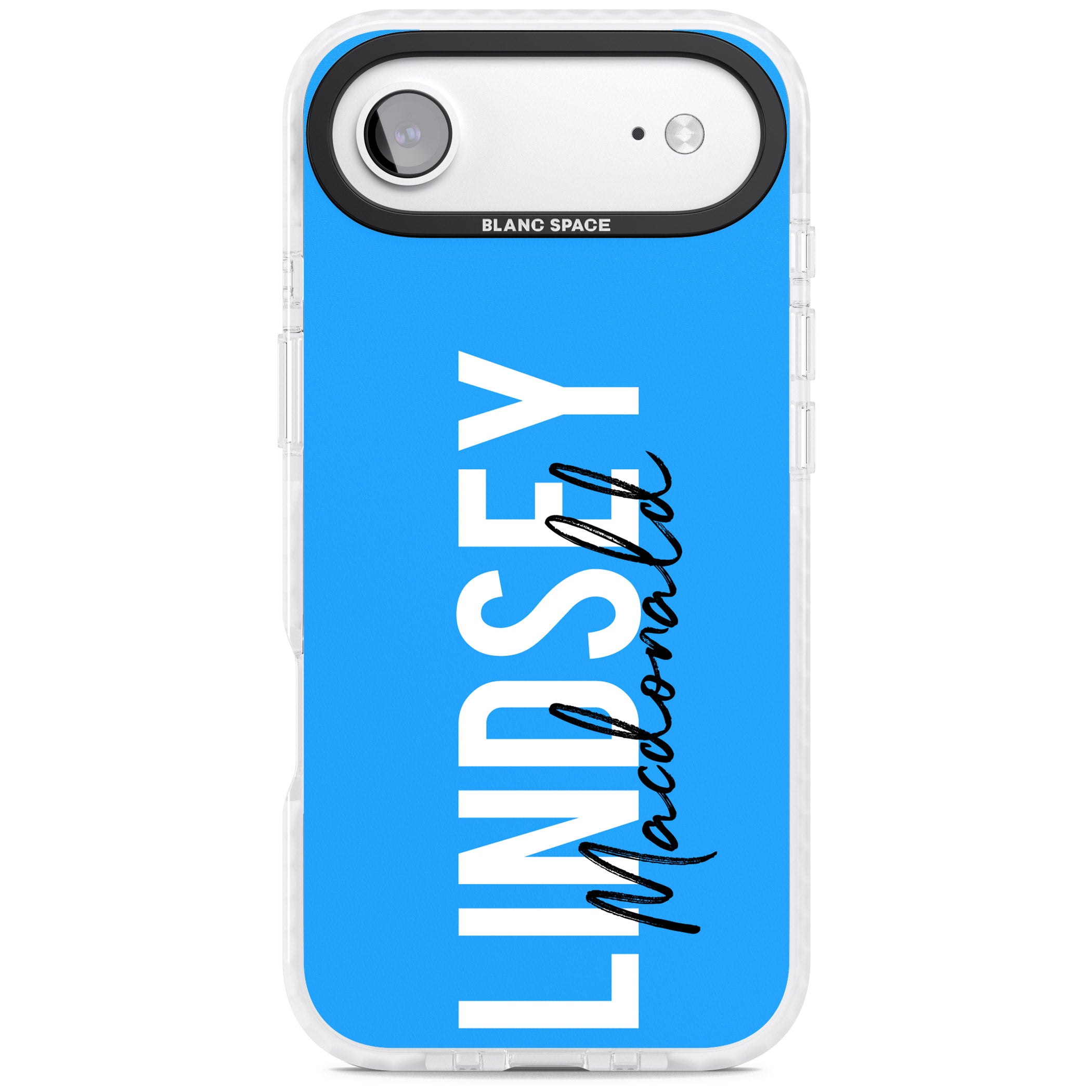 Personalised Bold Name: Blue iPhone 17 Air Impact Pro Clear Phone Case
