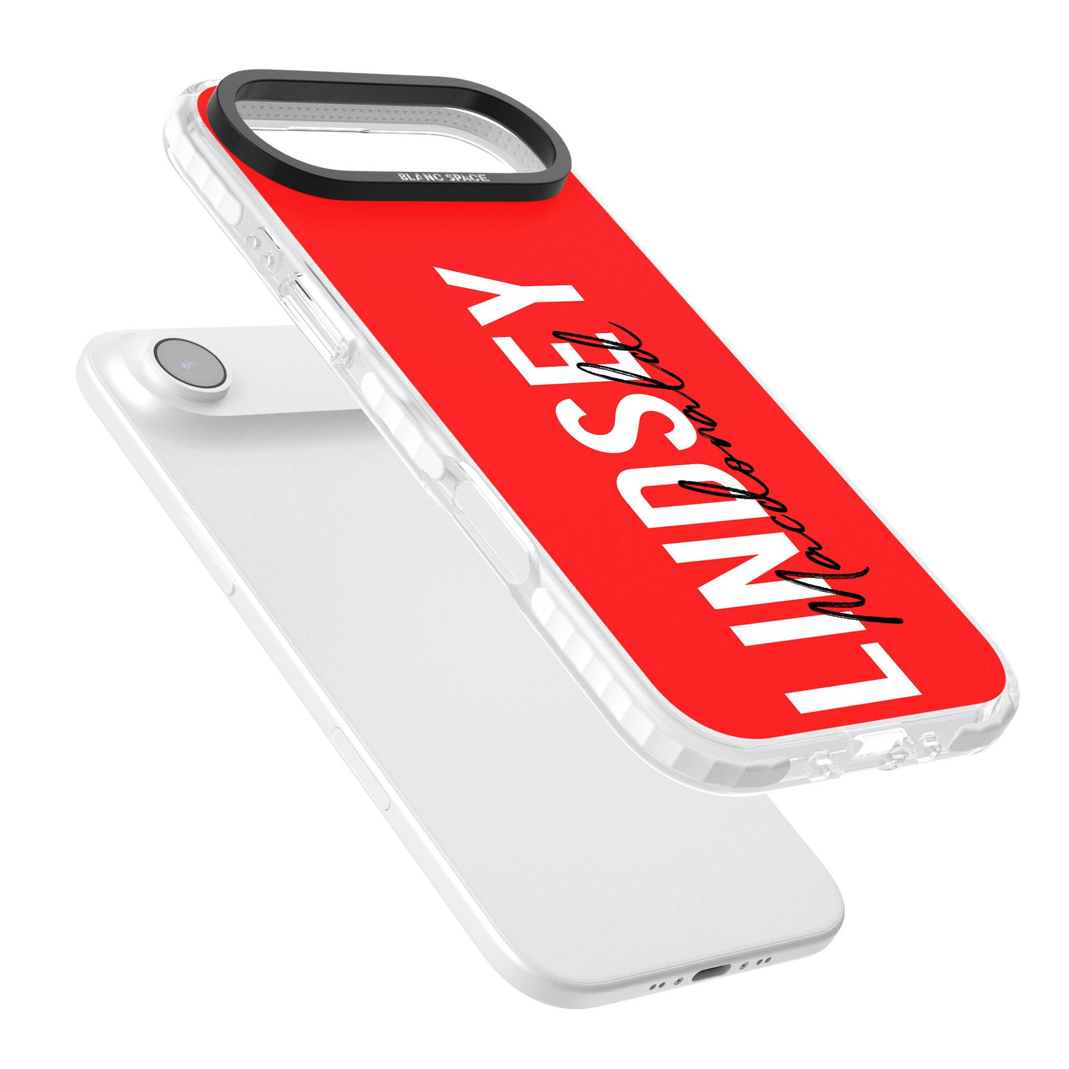 Personalised Bold Name: Red iPhone 17 Air Impact Pro Clear Phone Case Colours
