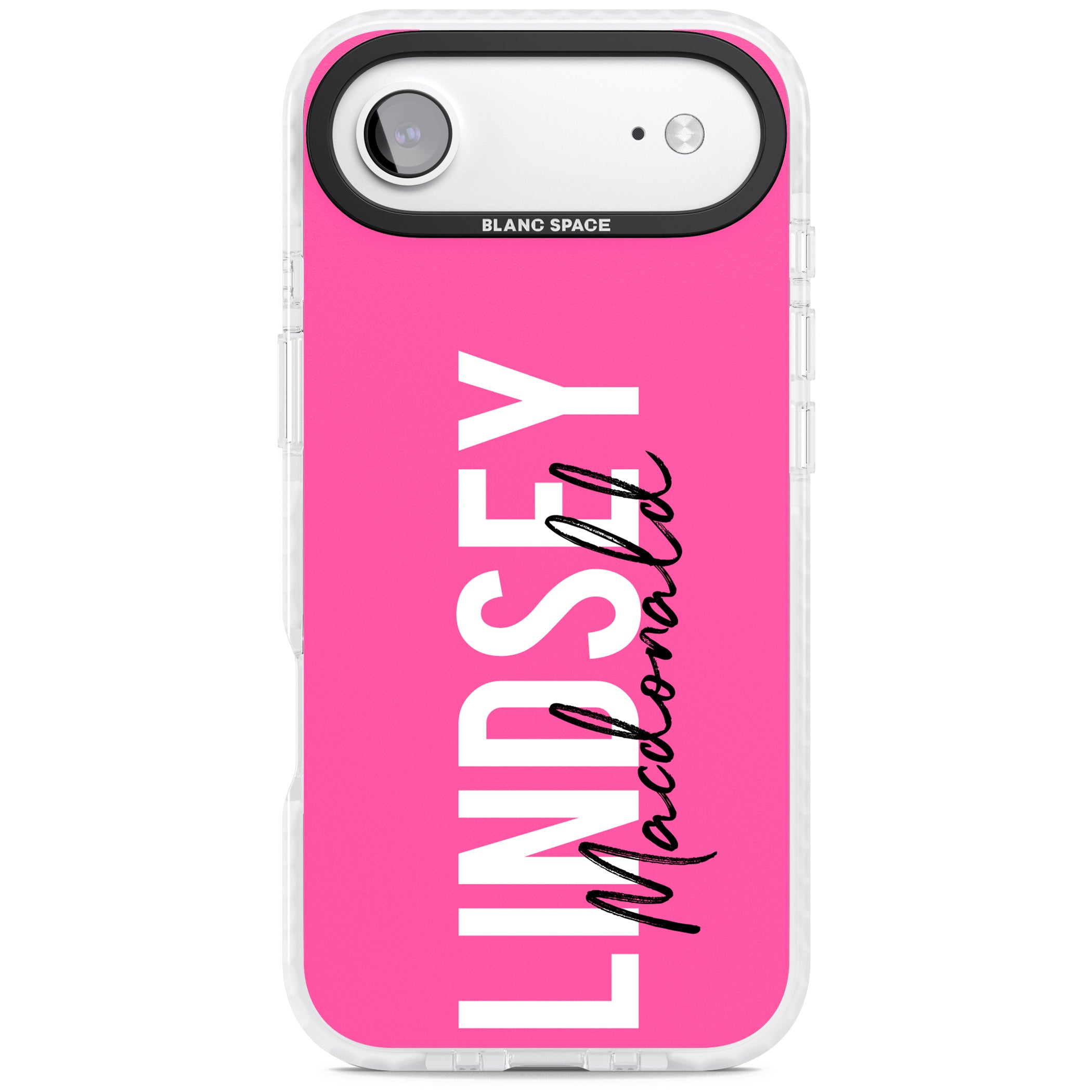 Personalised Bold Name: Pink iPhone 17 Air Impact Pro Clear Phone Case