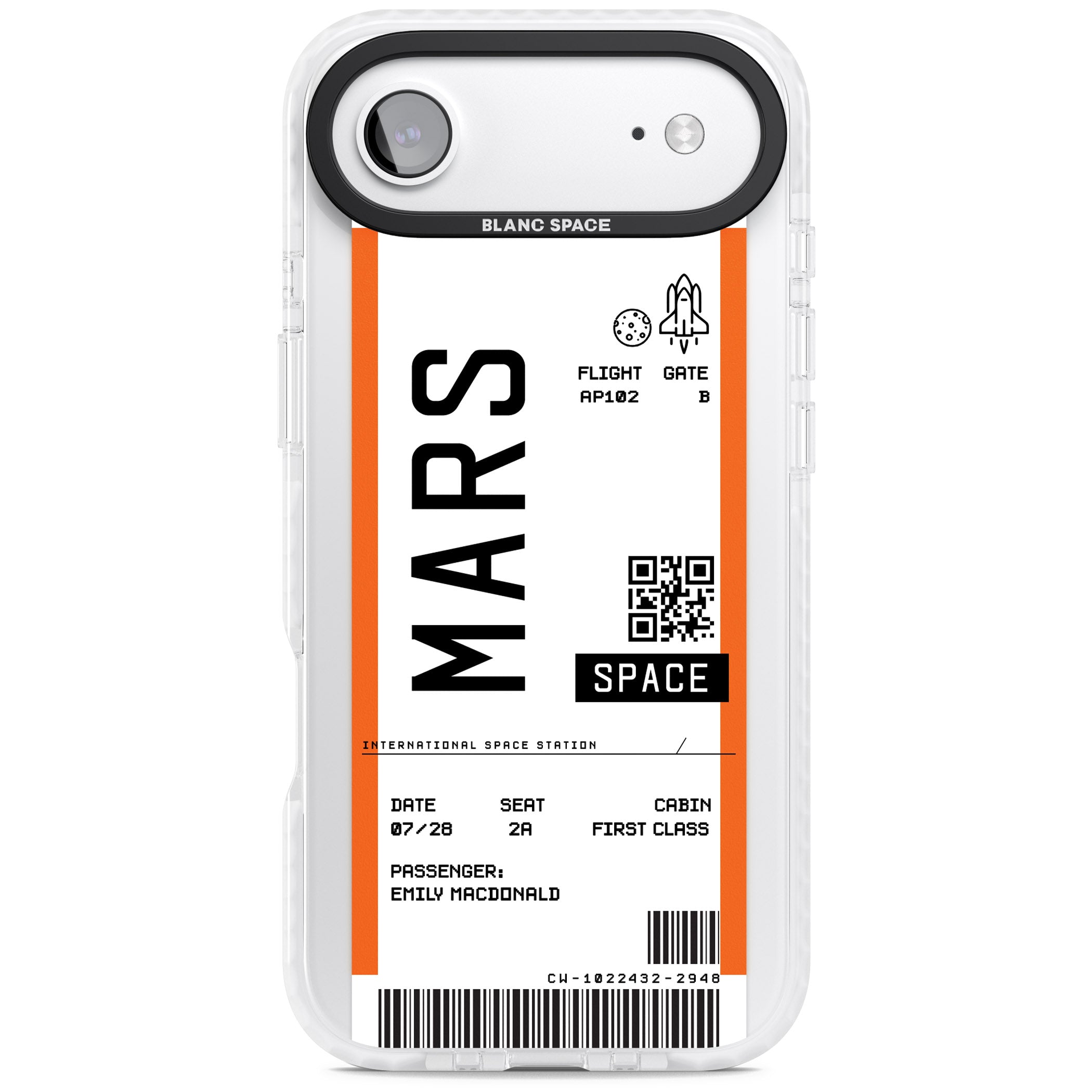 Personalised Mars Travel Ticket iPhone 17 Air Impact Pro Clear Phone Case