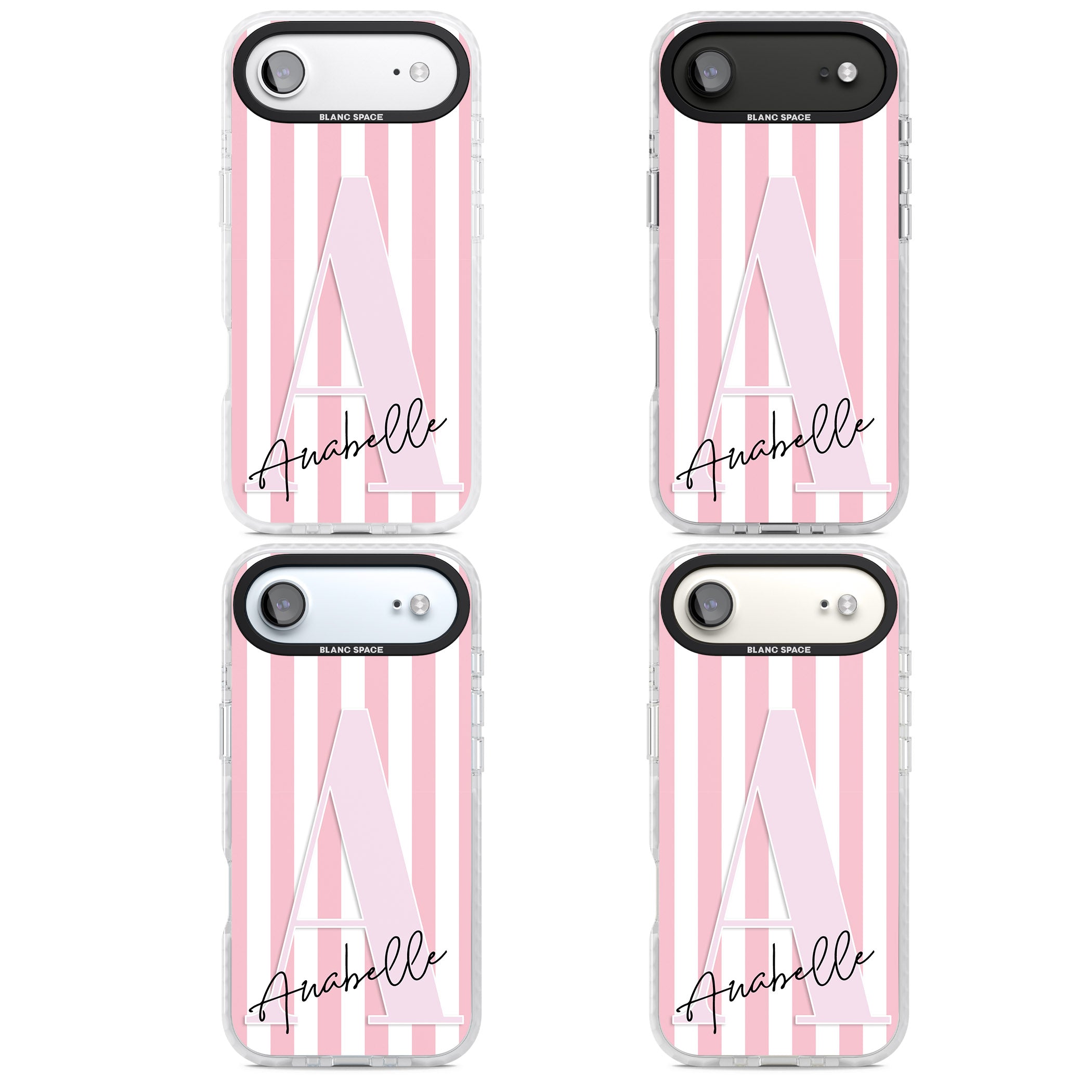 Personalised Pink Stripes & Monogram iPhone 17 Air Impact Pro Clear Phone Case APT Impact Protection