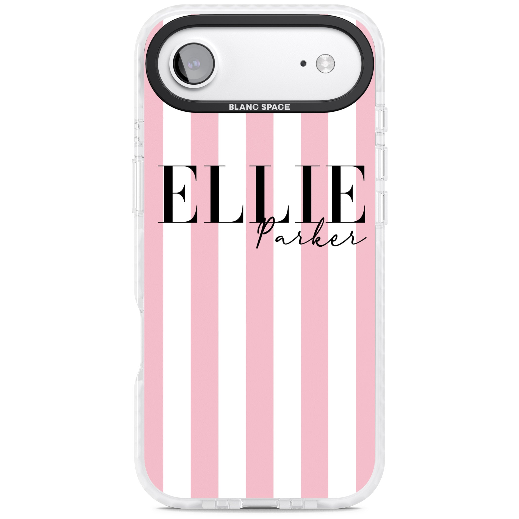 Personalised Pink Stripes iPhone 17 Air Impact Pro Clear Phone Case