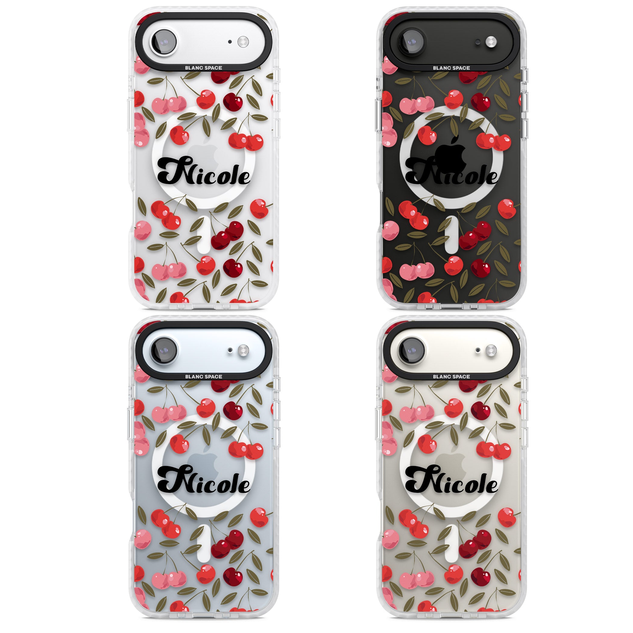 Personalised Cherry Pattern iPhone 17 Air Impact Pro Clear Phone Case APT Impact Protection