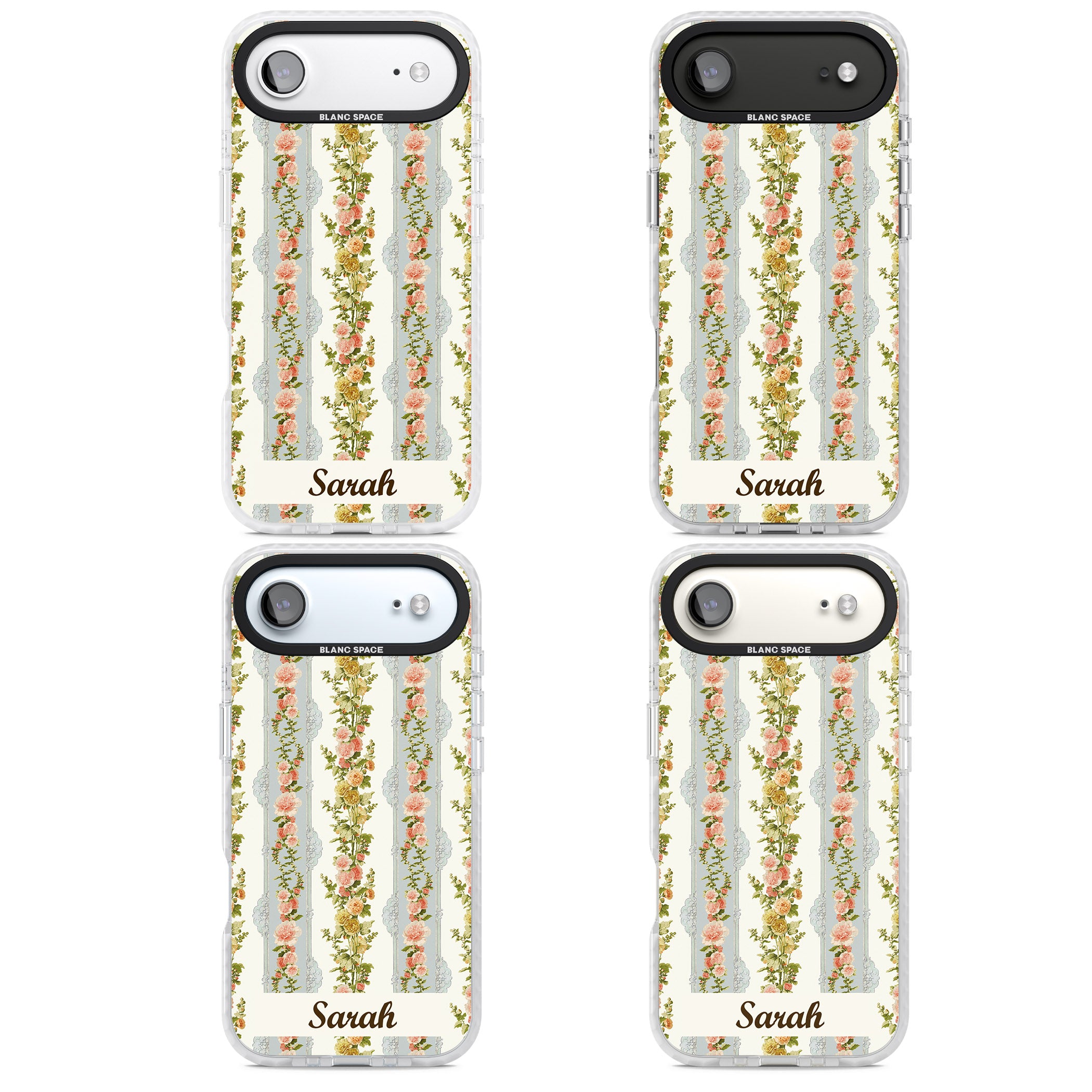 Personalised Vintage Floral Stripes iPhone 17 Air Impact Pro Clear Phone Case APT Impact Protection