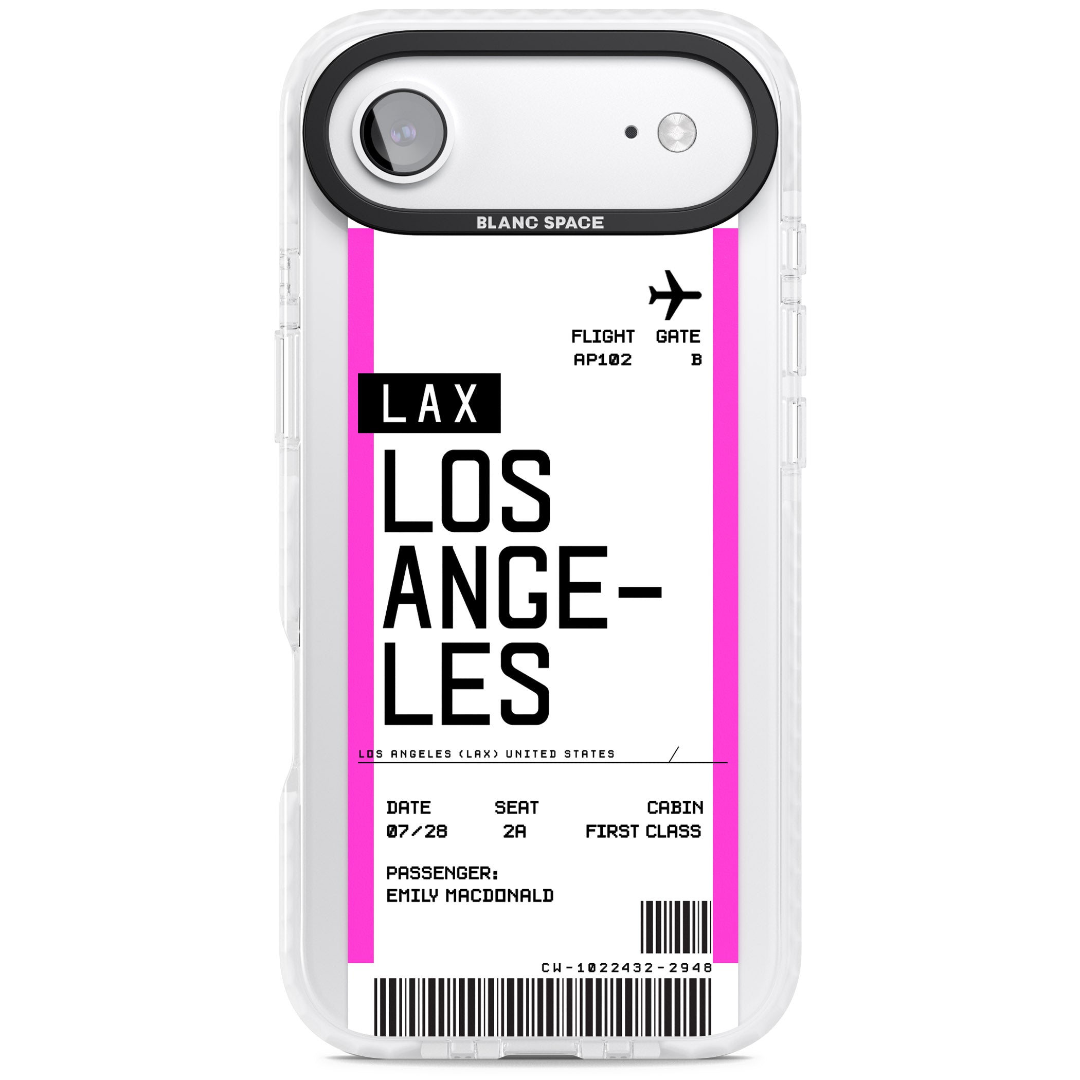 Personalised Los Angeles Boarding Pass iPhone 17 Air Impact Pro Clear Phone Case
