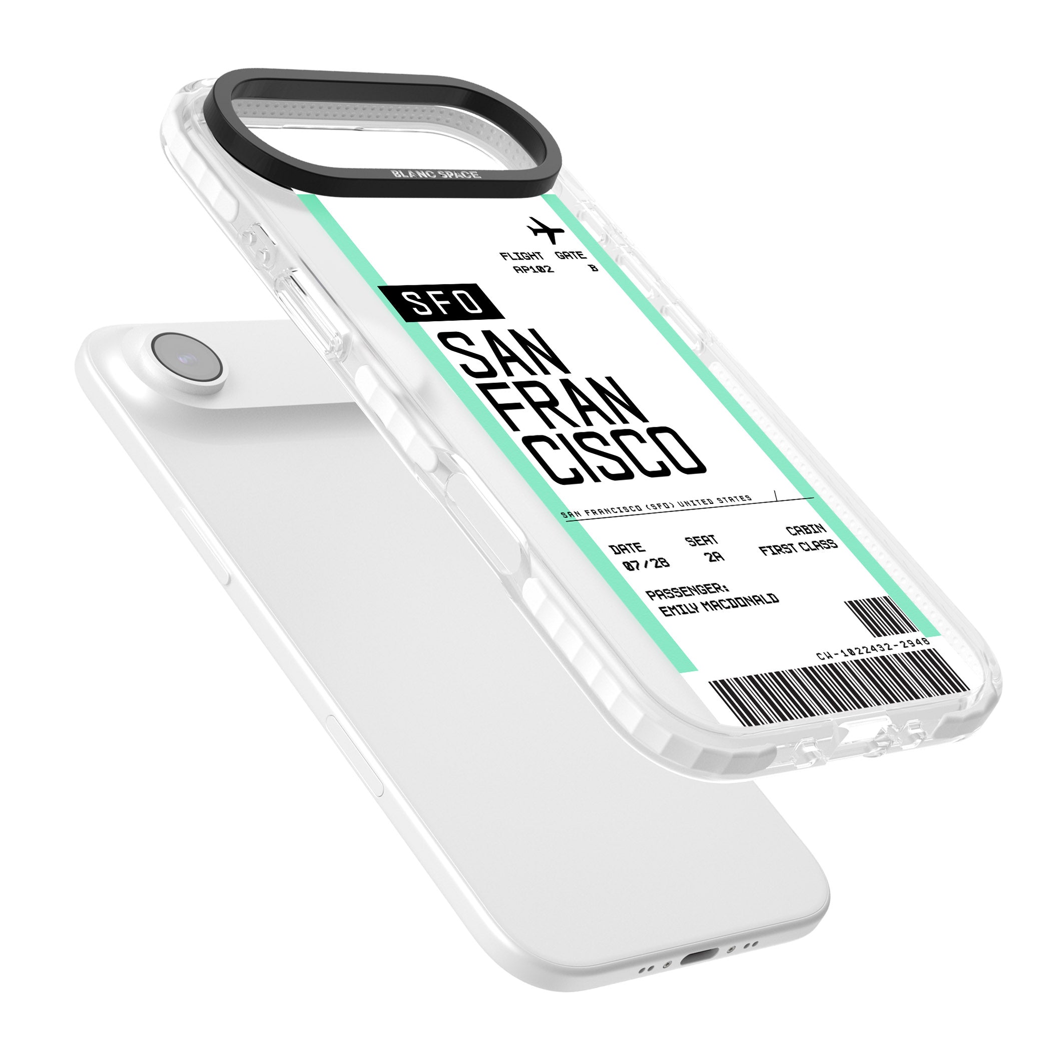 Personalised San Francisco Boarding Pass iPhone 17 Air Impact Pro Clear Phone Case Colours