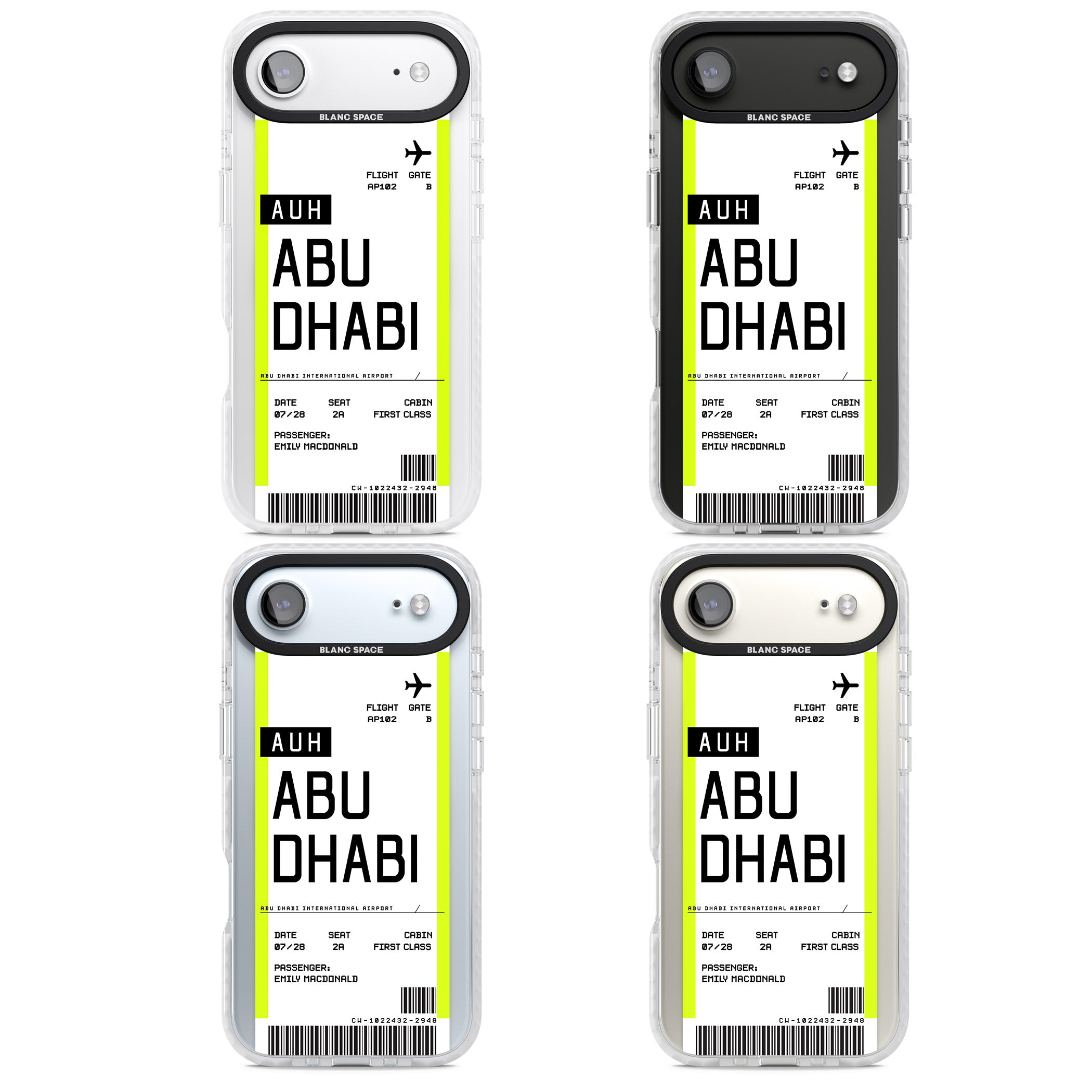 Personalised Abu Dhabi Boarding Pass iPhone 17 Air Impact Pro Clear Phone Case APT Impact Protection