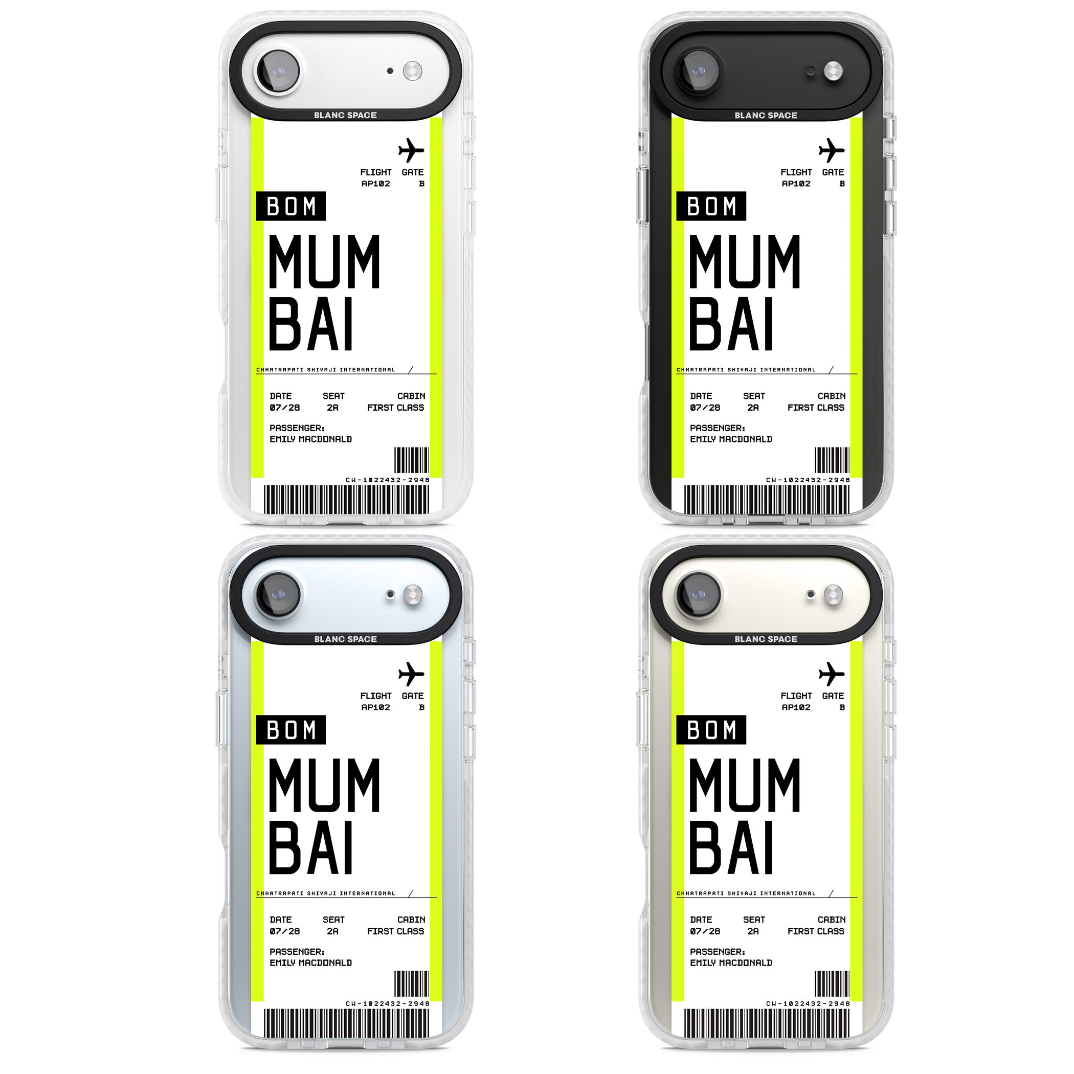 Personalised Mumbai Boarding Pass iPhone 17 Air Impact Pro Clear Phone Case APT Impact Protection