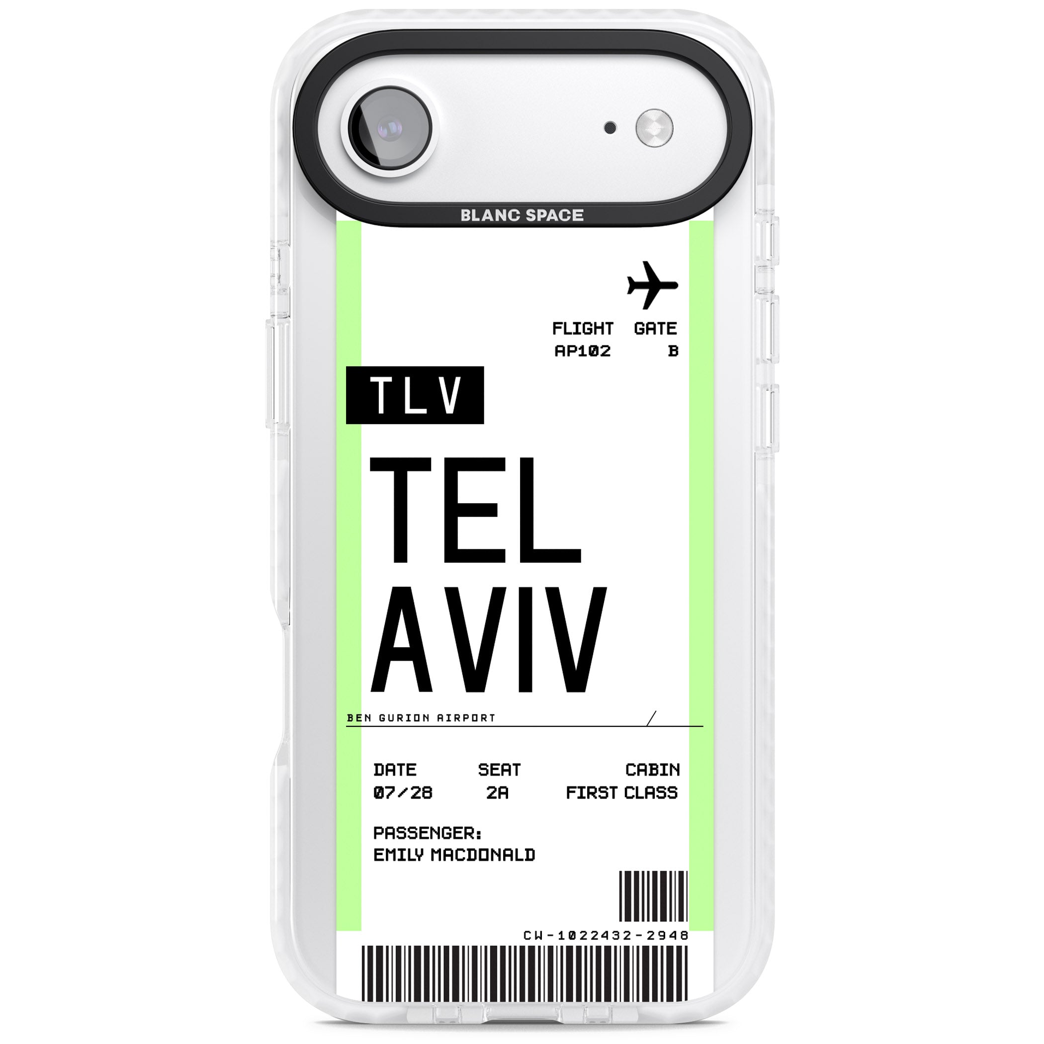 Personalised Tel Aviv Boarding Pass iPhone 17 Air Impact Pro Clear Phone Case