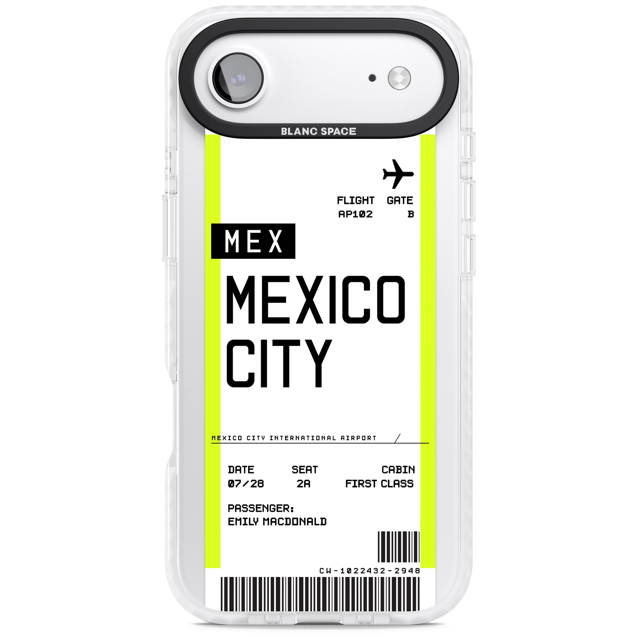 Personalised Mexico City Boarding Pass iPhone 17 Air Impact Pro Clear Phone Case