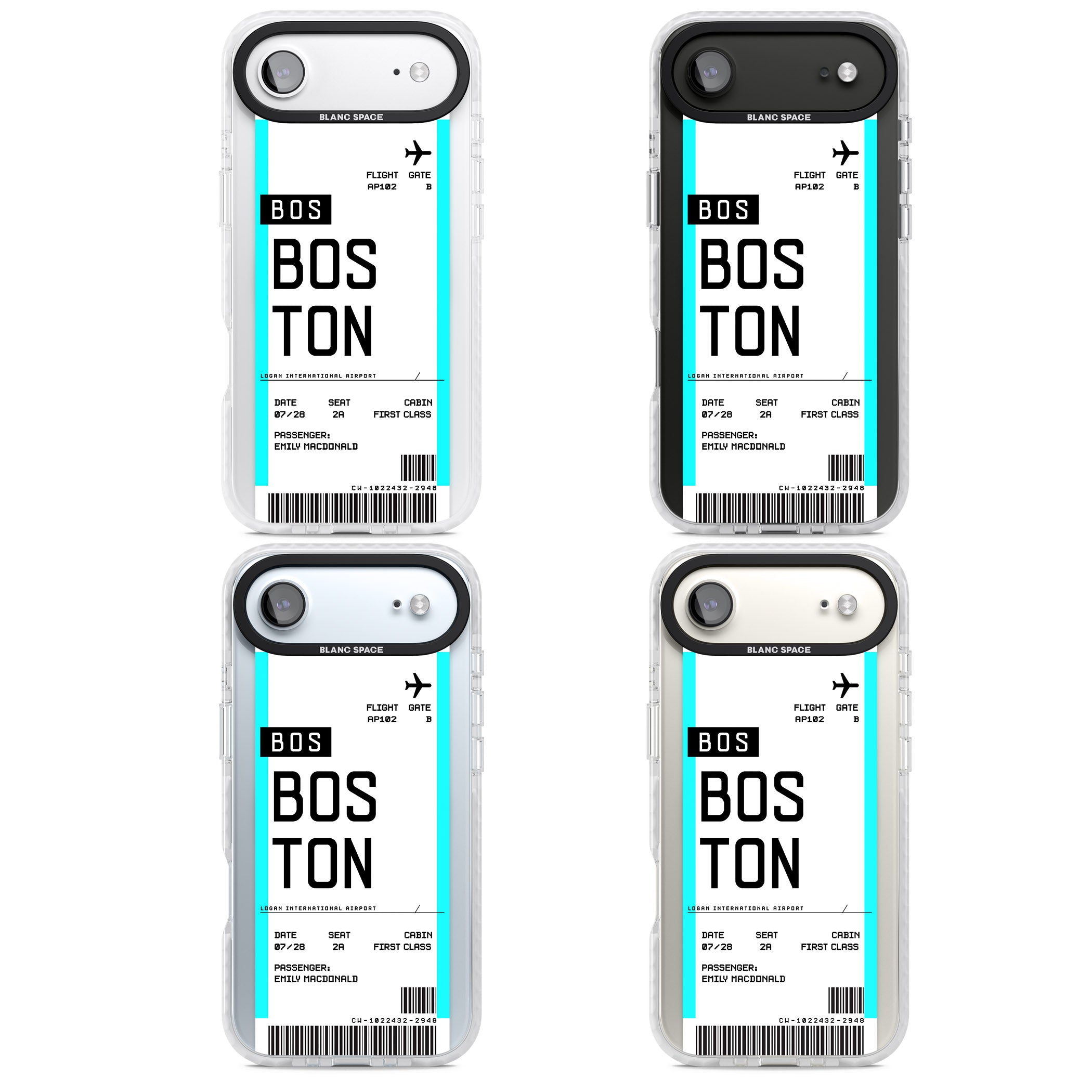 Personalised Boston Boarding Pass iPhone 17 Air Impact Pro Clear Phone Case APT Impact Protection