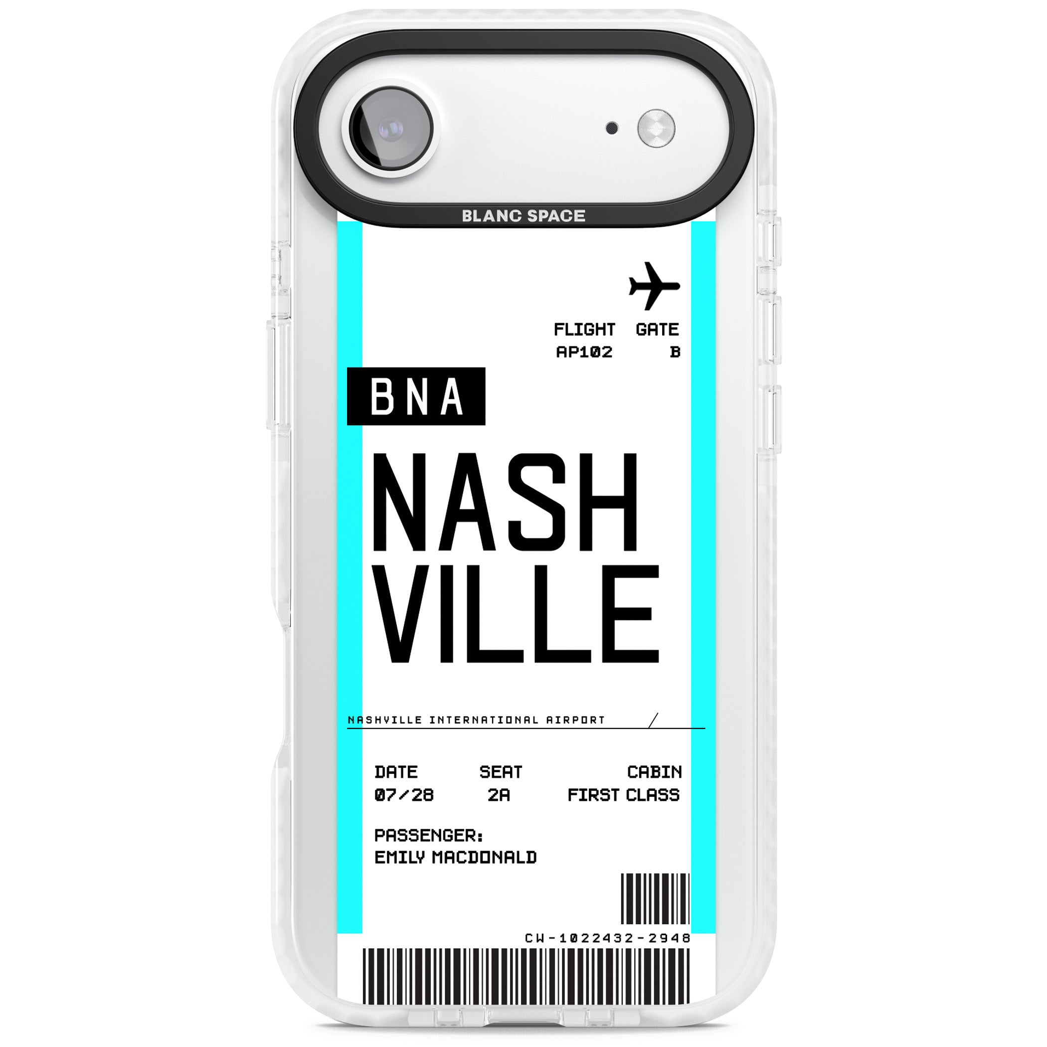 Personalised Nashville Boarding Pass iPhone 17 Air Impact Pro Clear Phone Case