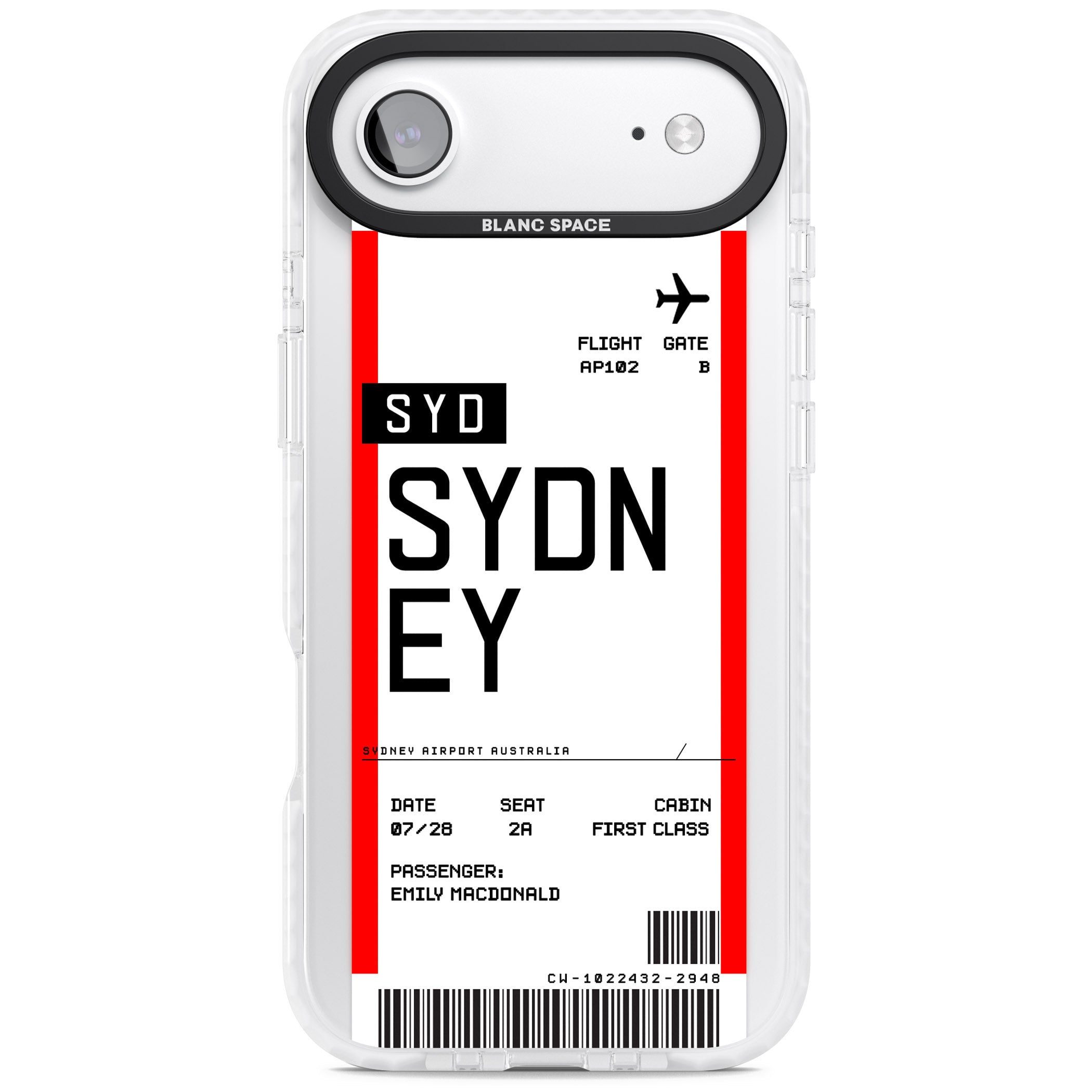 Personalised Sydney Boarding Pass iPhone 17 Air Impact Pro Clear Phone Case