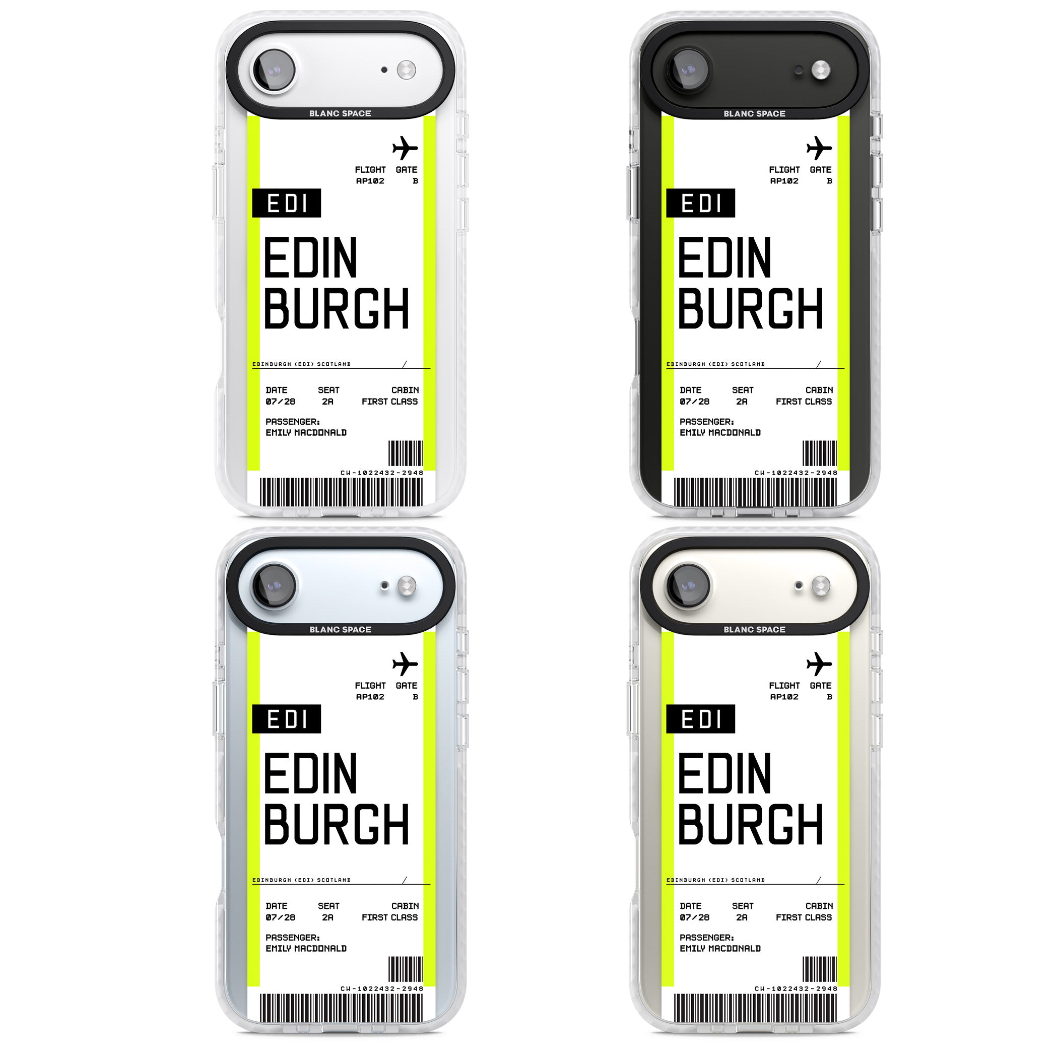 Personalised Edinburgh Boarding Pass iPhone 17 Air Impact Pro Clear Phone Case APT Impact Protection
