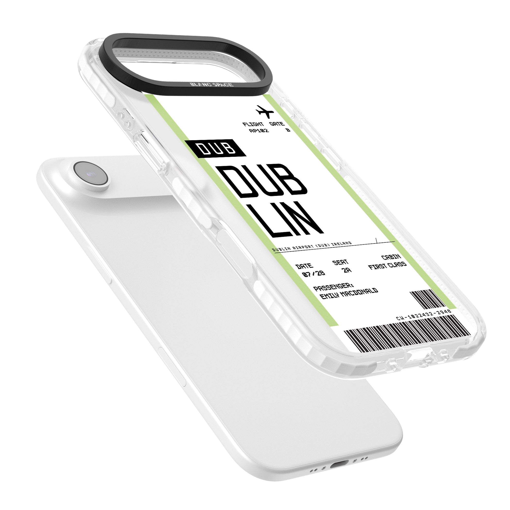 Personalised Dublin Boarding Pass iPhone 17 Air Impact Pro Clear Phone Case Colours