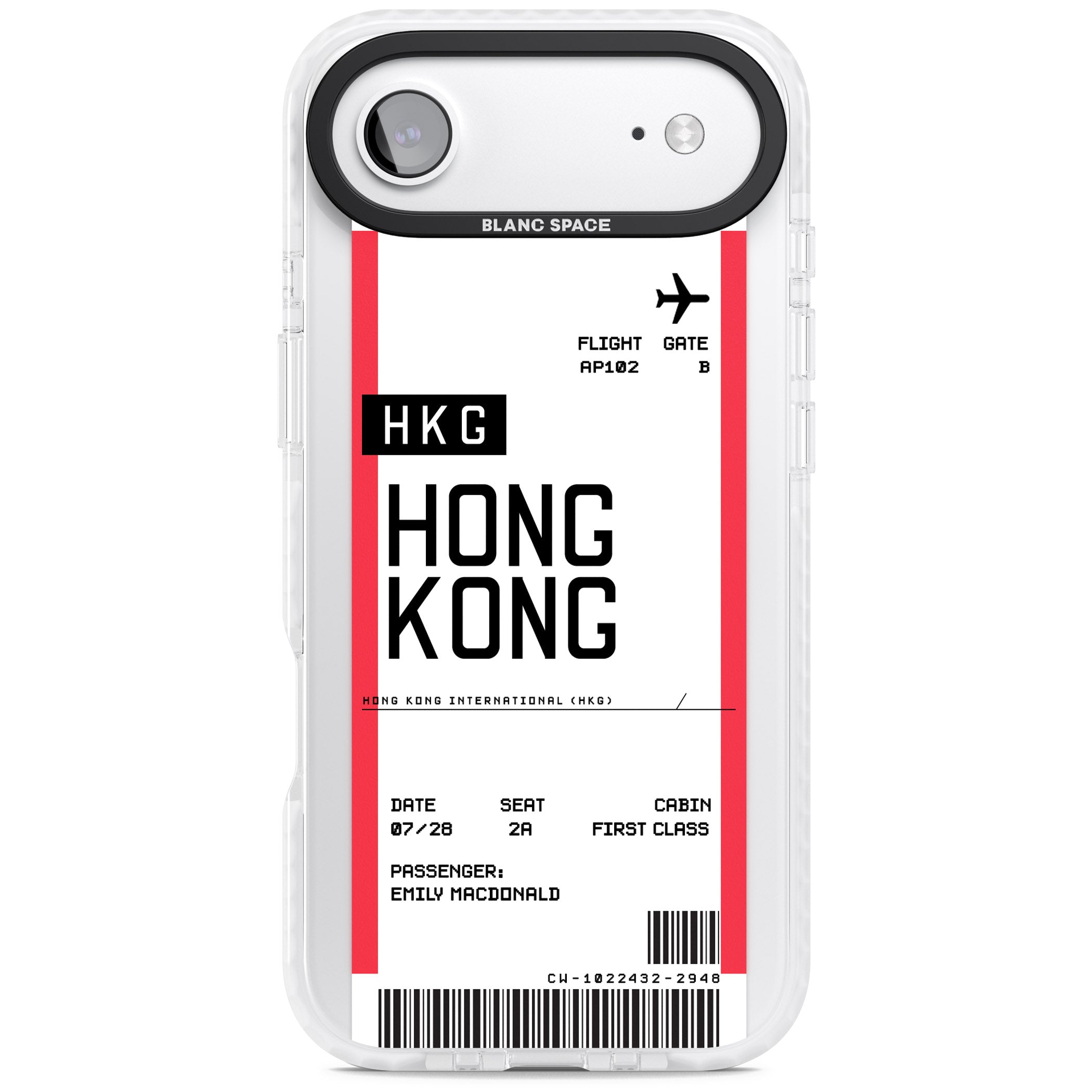 Personalised Hong Kong Boarding Pass iPhone 17 Air Impact Pro Clear Phone Case