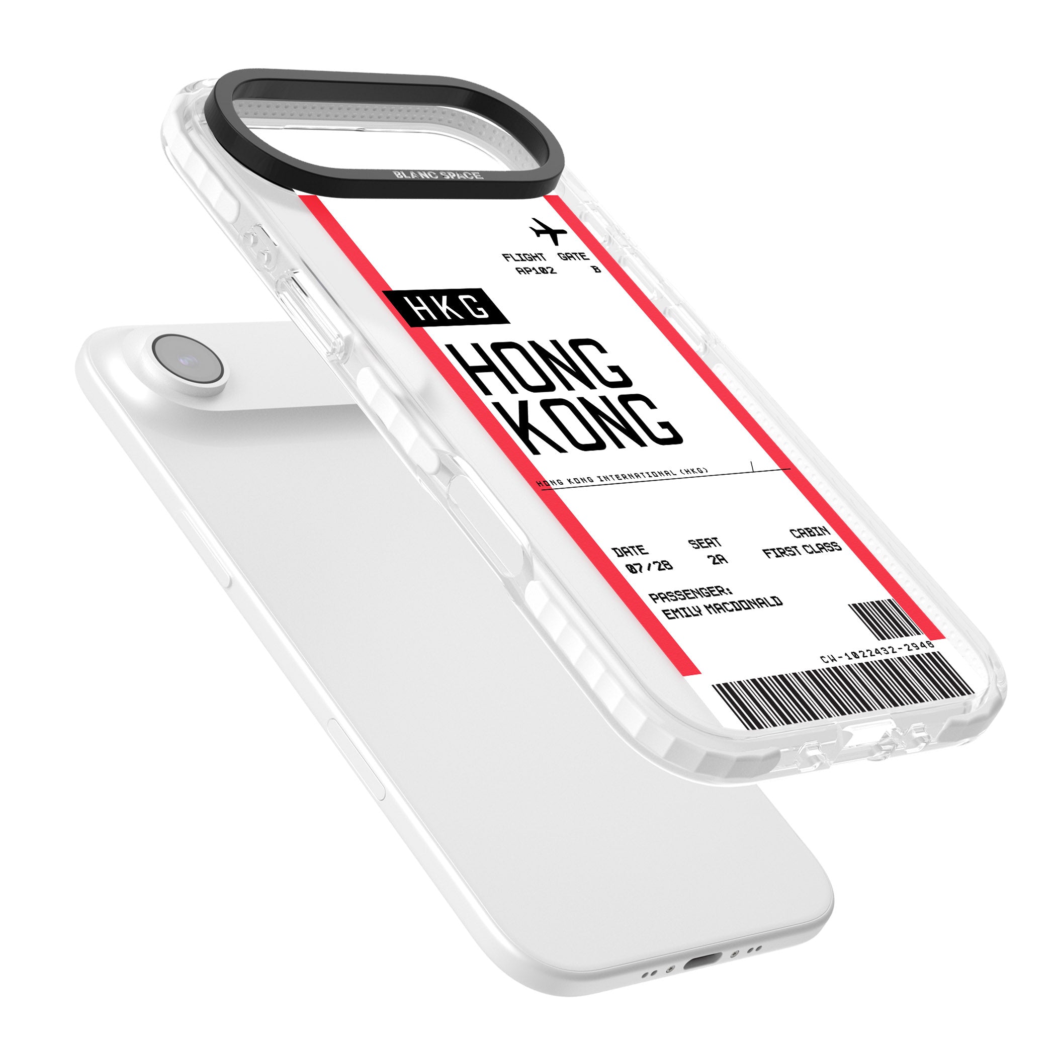 Personalised Hong Kong Boarding Pass iPhone 17 Air Impact Pro Clear Phone Case Colours