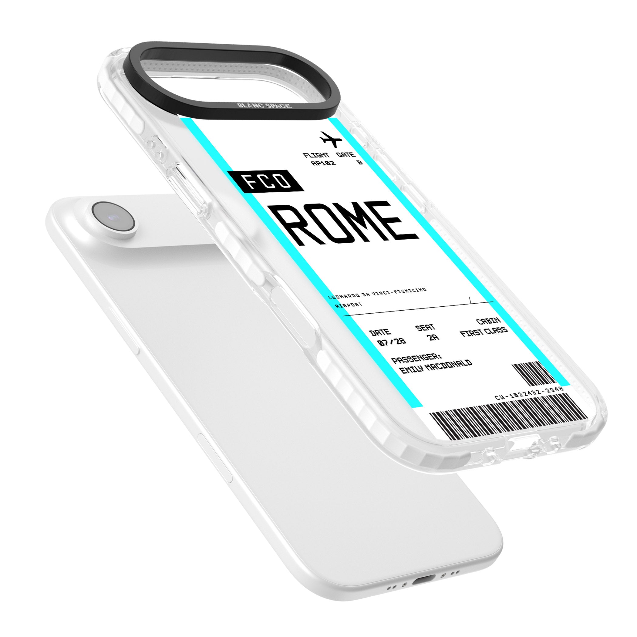 Personalised Rome Boarding Pass iPhone 17 Air Impact Pro Clear Phone Case Colours