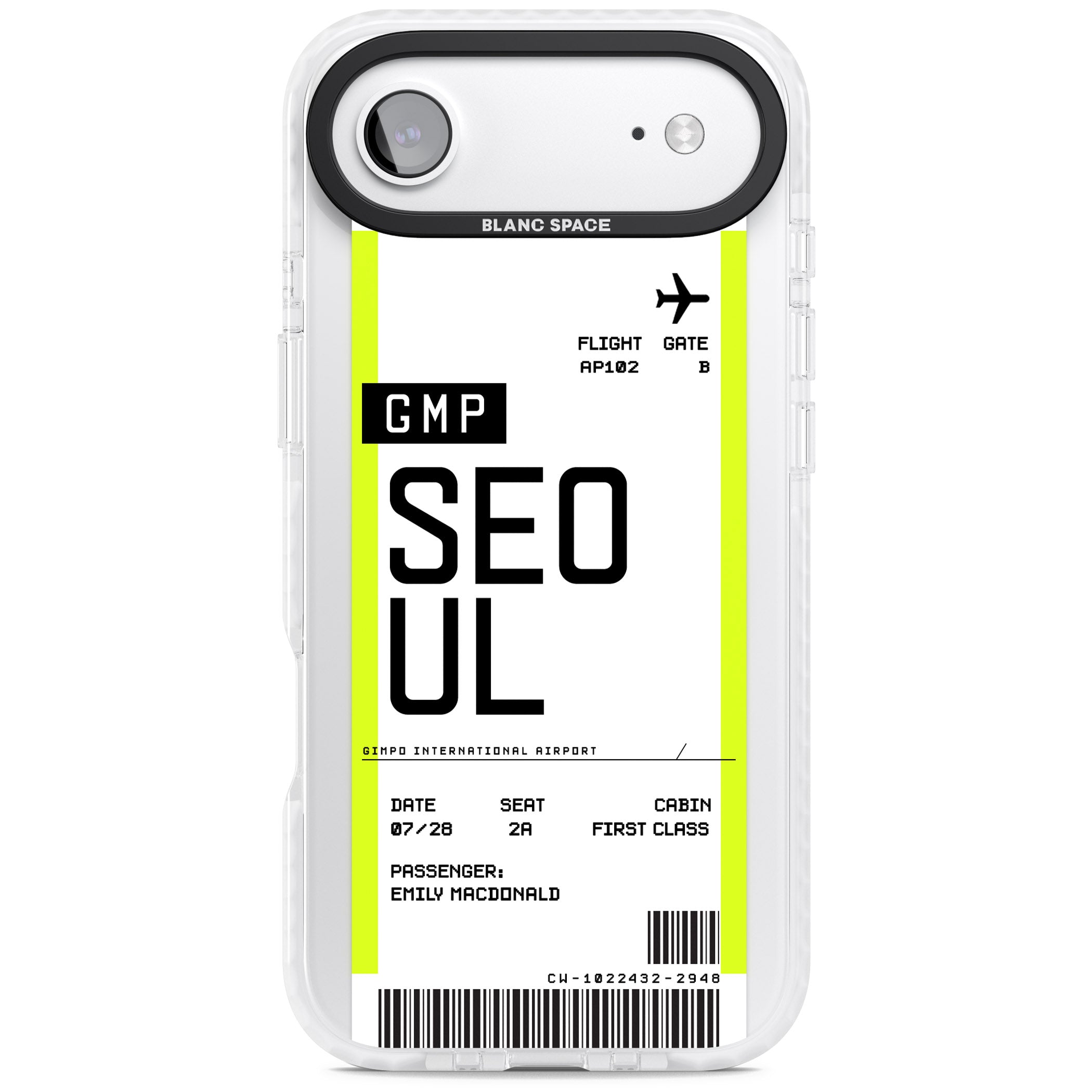Personalised Seoul Boarding Pass iPhone 17 Air Impact Pro Clear Phone Case