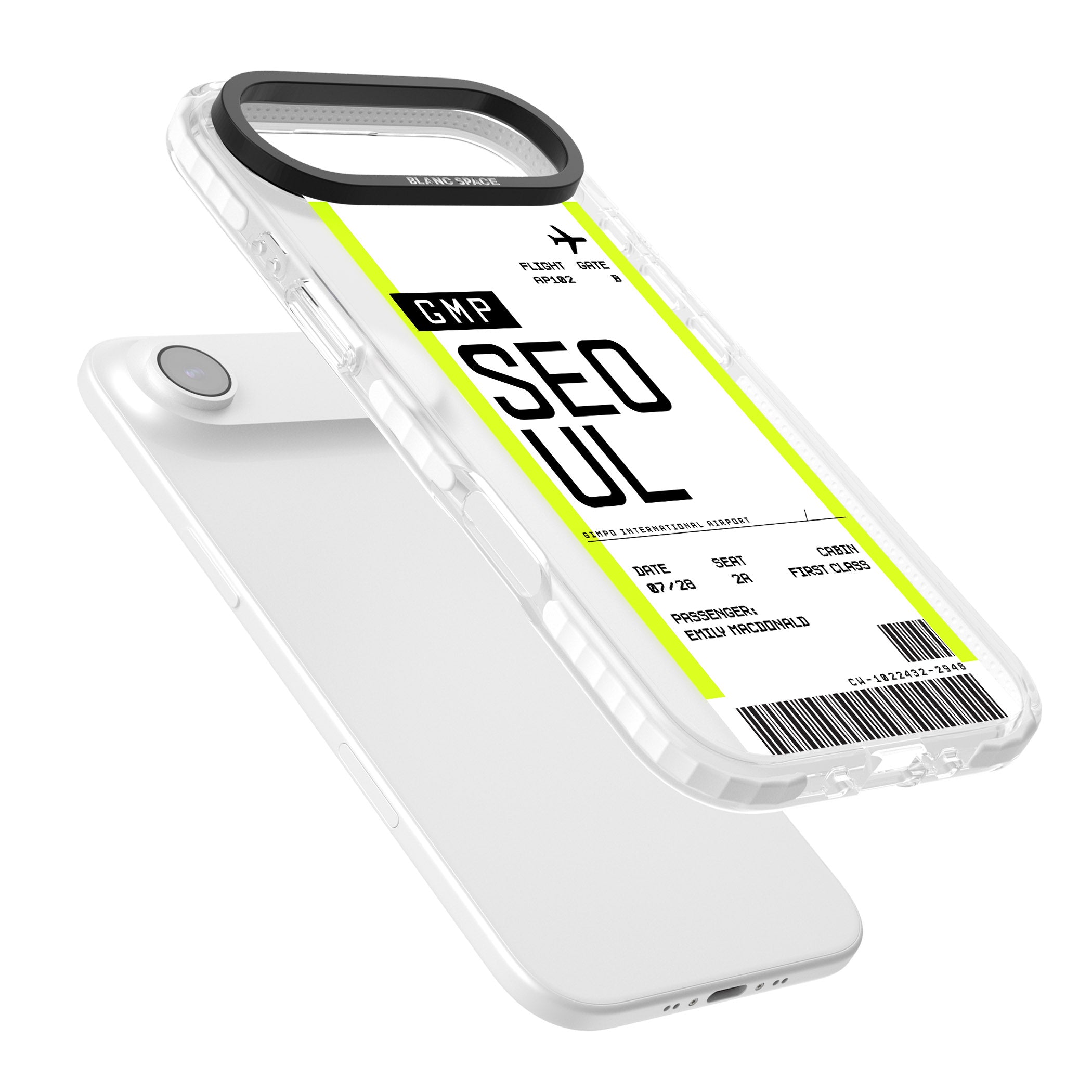 Personalised Seoul Boarding Pass iPhone 17 Air Impact Pro Clear Phone Case Colours