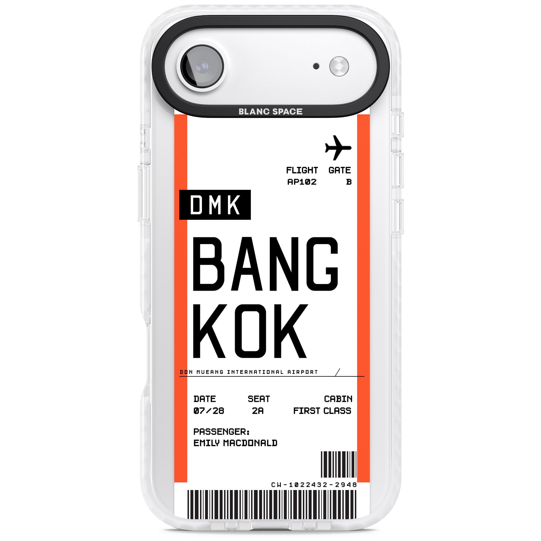 Personalised Bangkok Boarding Pass iPhone 17 Air Impact Pro Clear Phone Case