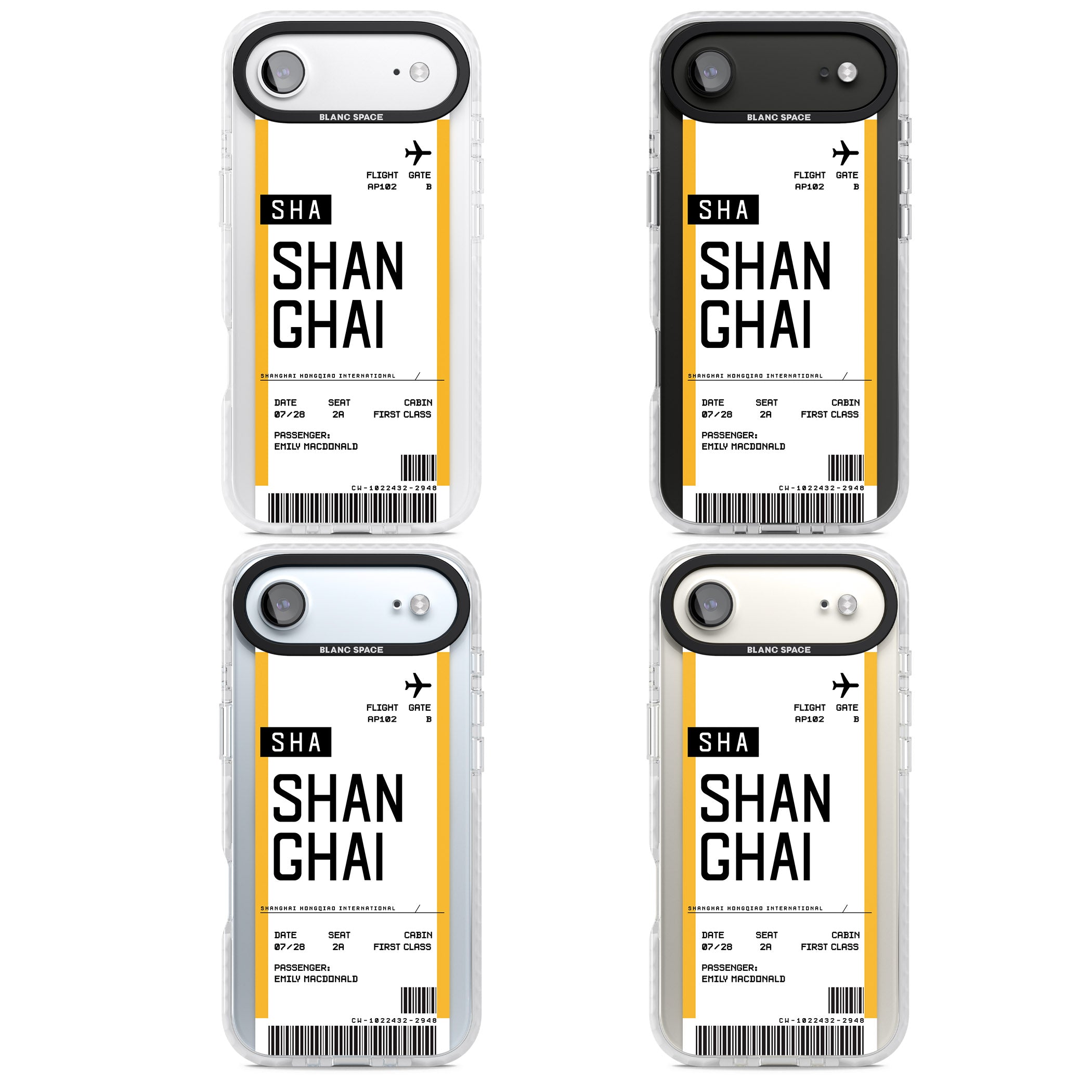 Personalised Shanghai Boarding Pass iPhone 17 Air Impact Pro Clear Phone Case APT Impact Protection