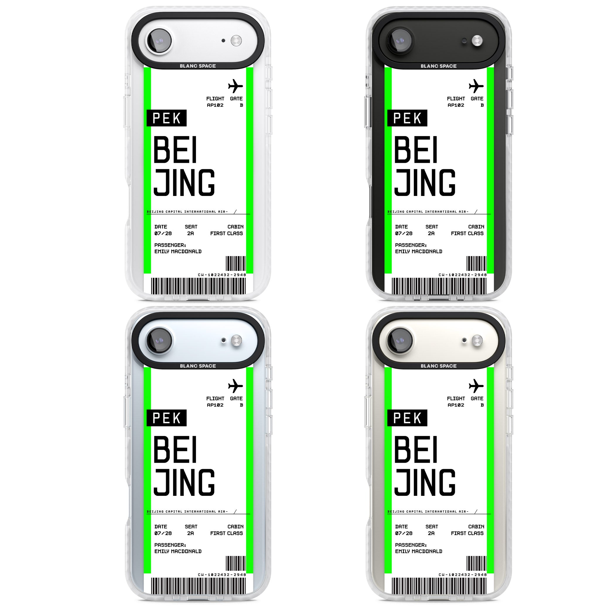 Personalised Beijing Boarding Pass iPhone 17 Air Impact Pro Clear Phone Case APT Impact Protection
