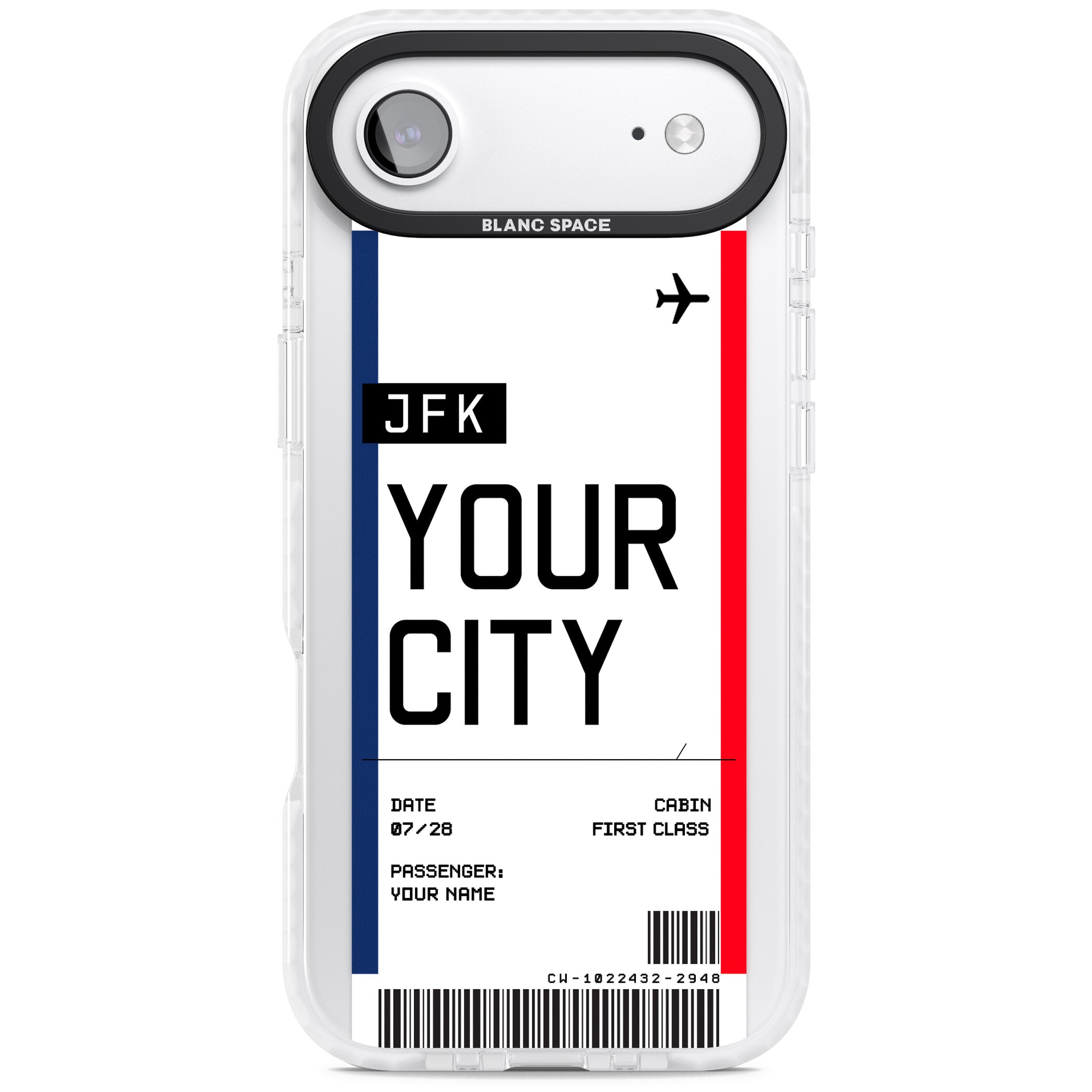 Personalised Create Your Own Boarding Pass Ticket iPhone 17 Air Impact Pro Clear Phone Case