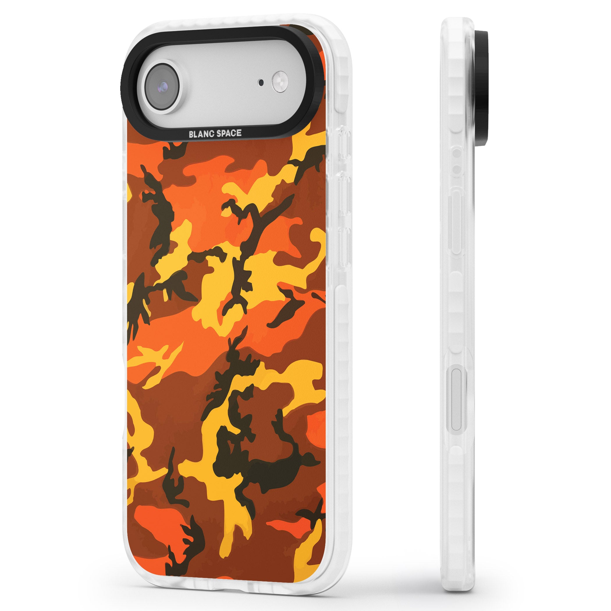 Orange Camo iPhone 17 Air Impact Pro Clear Phone Case Side Profile