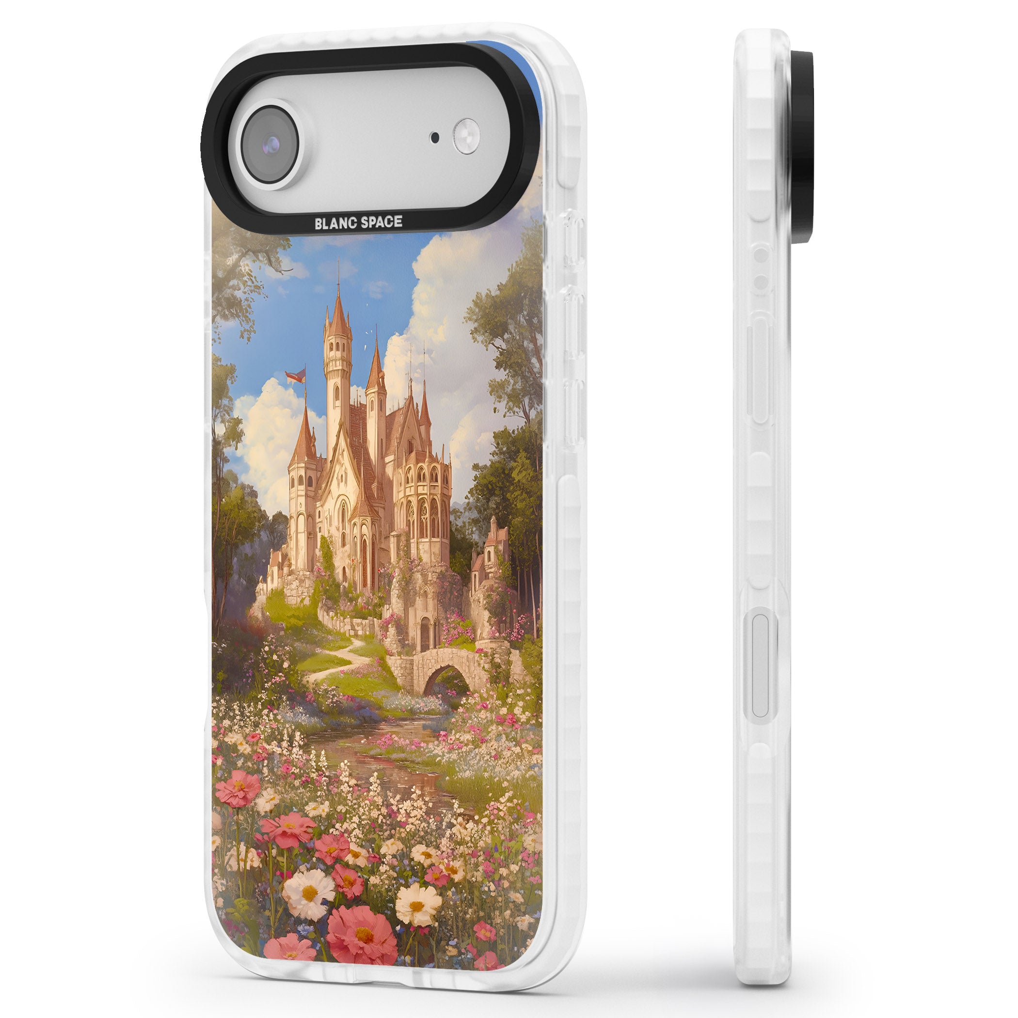 Castle Flower Fields iPhone 17 Air Impact Pro Clear Phone Case Side Profile