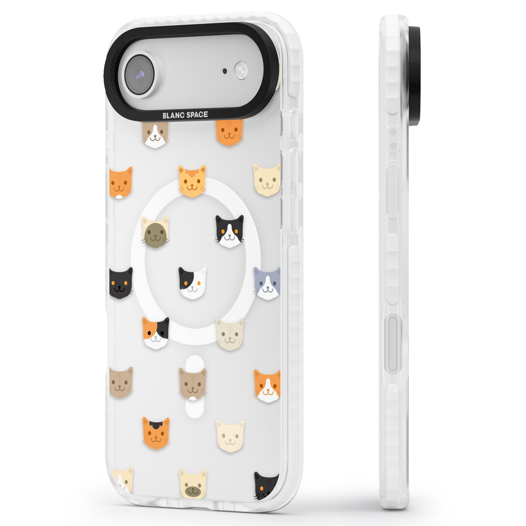 Cute Cat Face Transparent iPhone 17 Air Impact Pro Clear Phone Case Side Profile