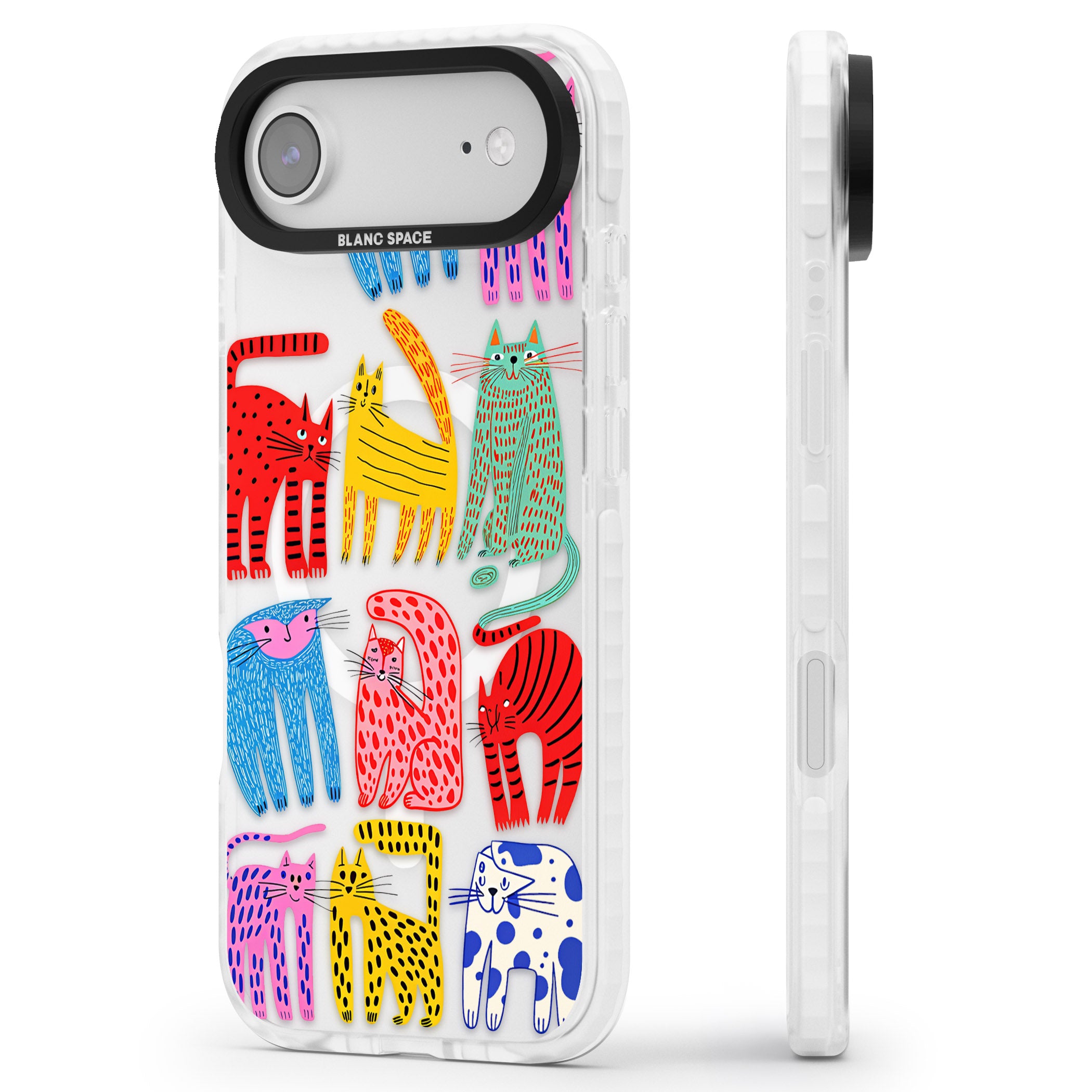 Abstract Colourful Cats iPhone 17 Air Impact Pro Clear Phone Case Side Profile