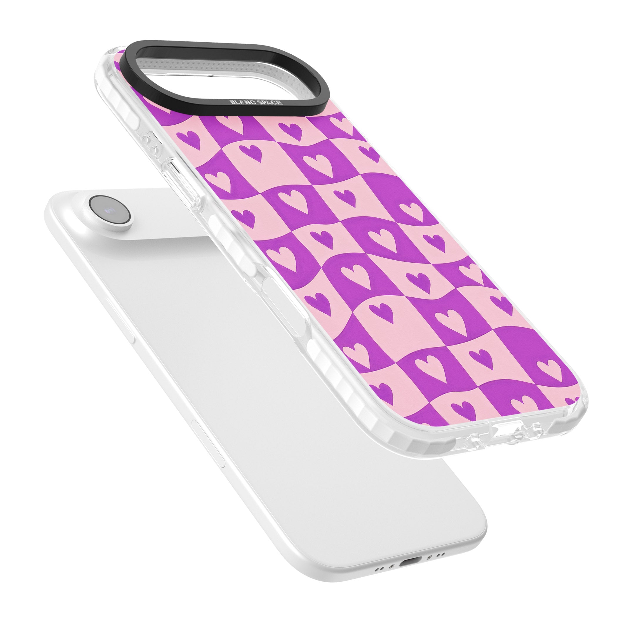 Purple Wavy Checked Hearts iPhone 17 Air Impact Pro Clear Phone Case Colours