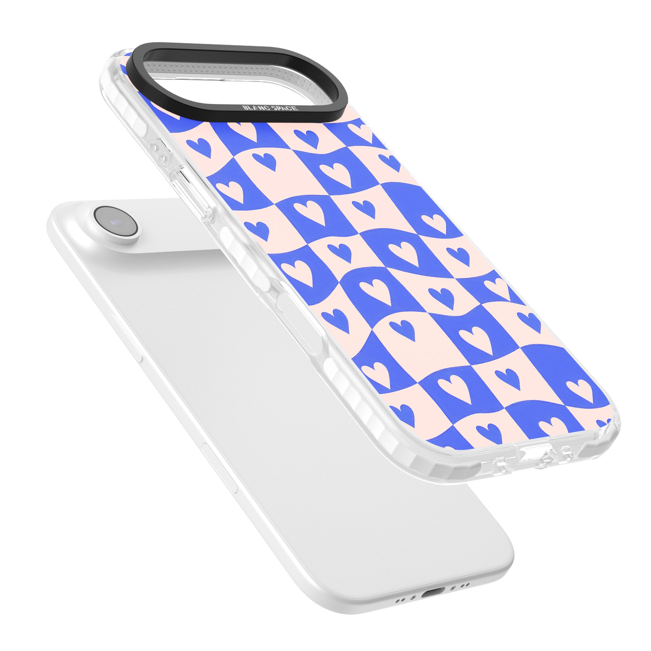 Blue Wavy Checked Hearts iPhone 17 Air Impact Pro Clear Phone Case Colours