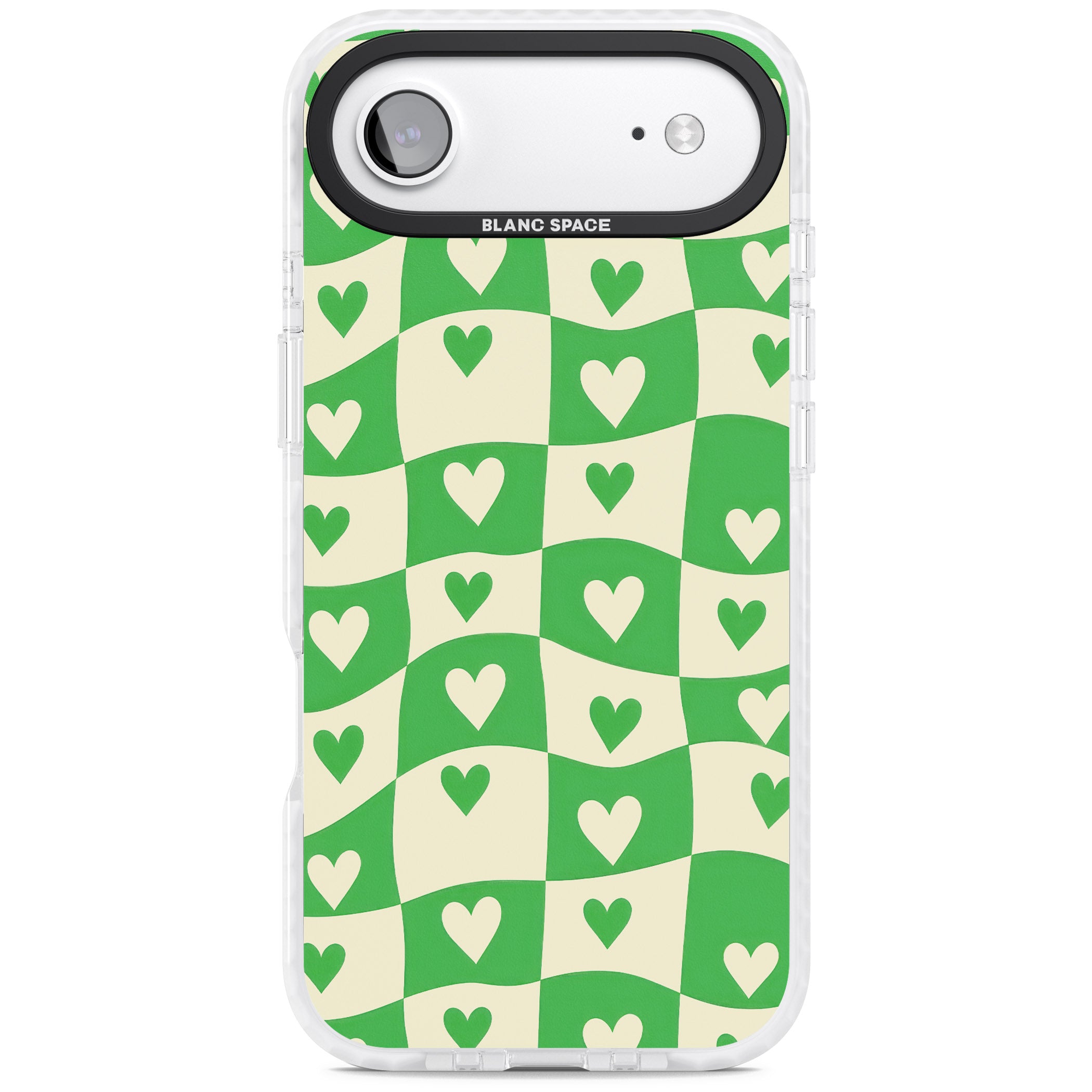 Green Wavy Checked Hearts iPhone 17 Air Impact Pro Clear Phone Case