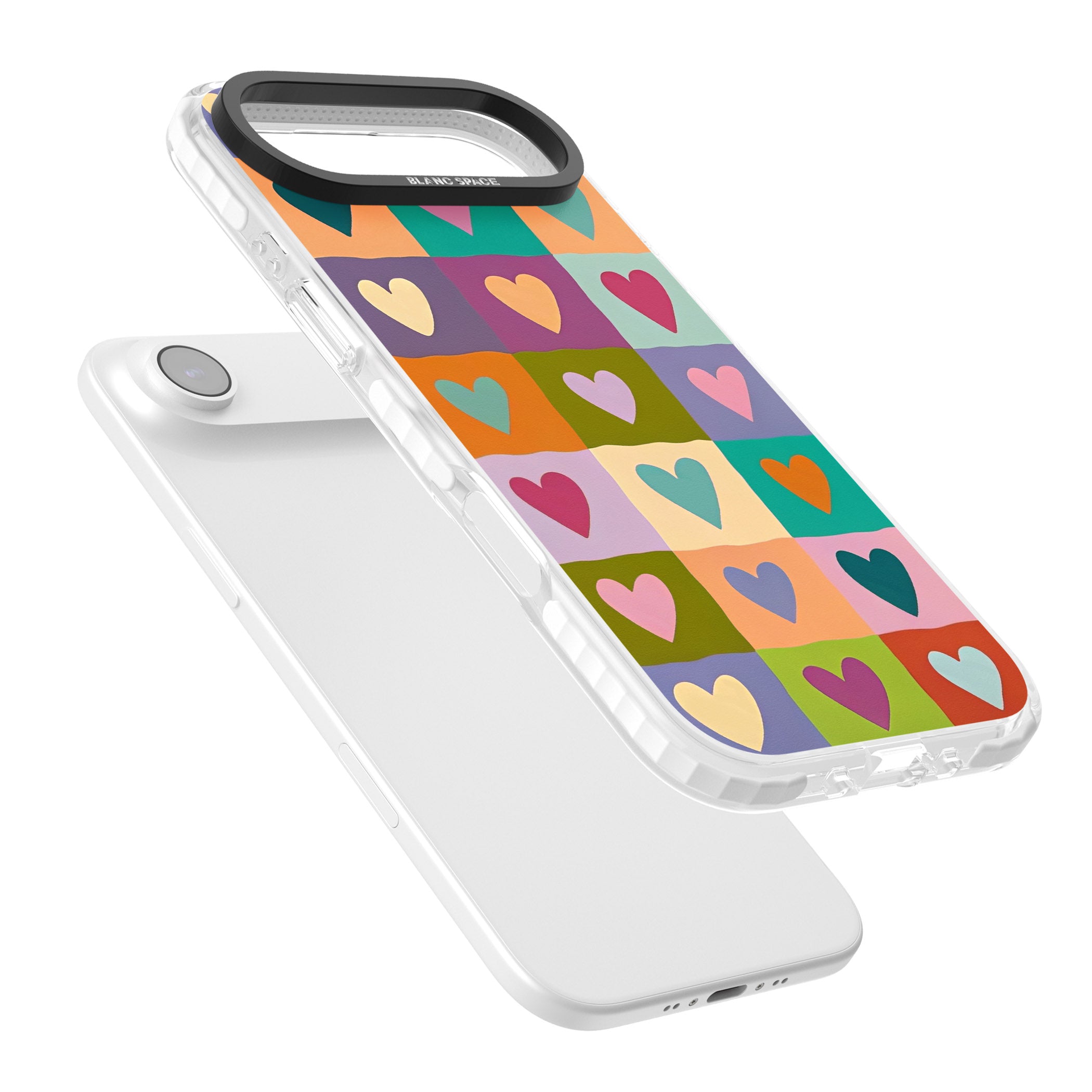 Multicolour Checked Hearts iPhone 17 Air Impact Pro Clear Phone Case Colours