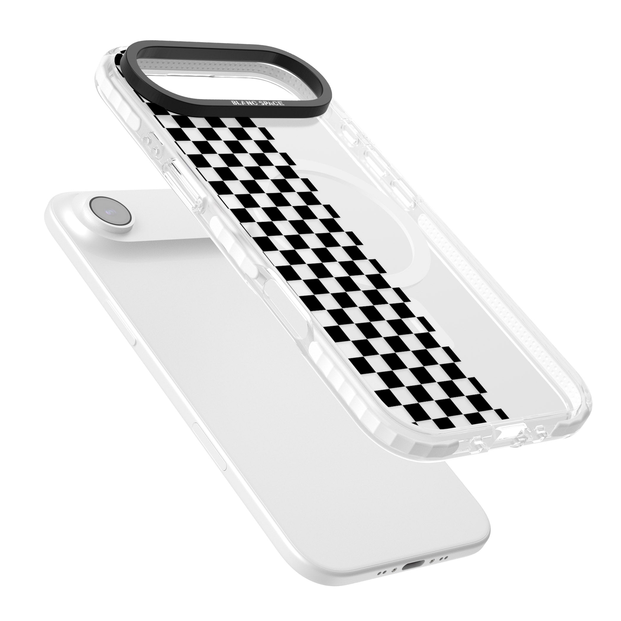Checker: Half Black Check On Clear iPhone 17 Air Impact Pro Clear Phone Case Colours