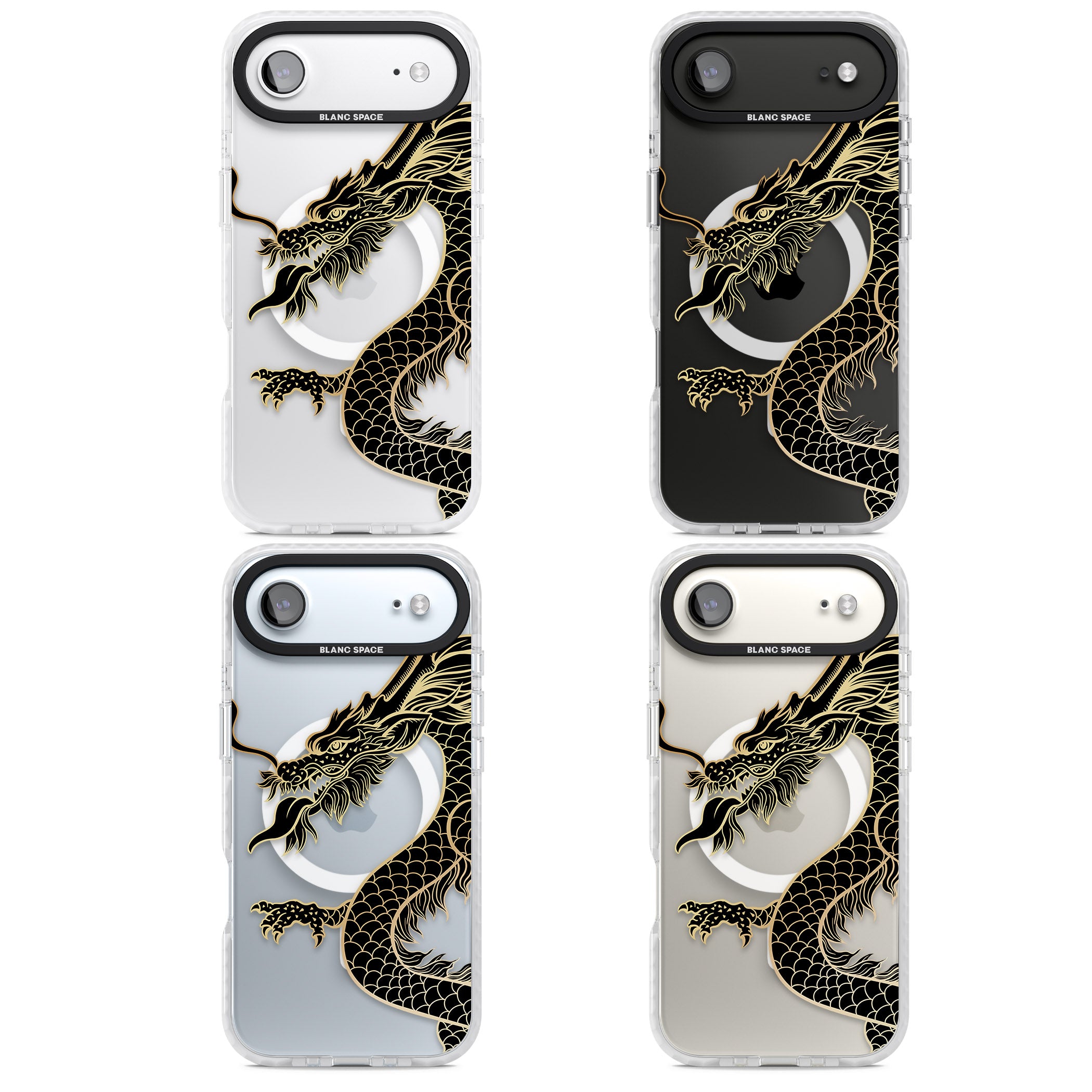 Large Black Dragon iPhone 17 Air Impact Pro Clear Phone Case APT Impact Protection