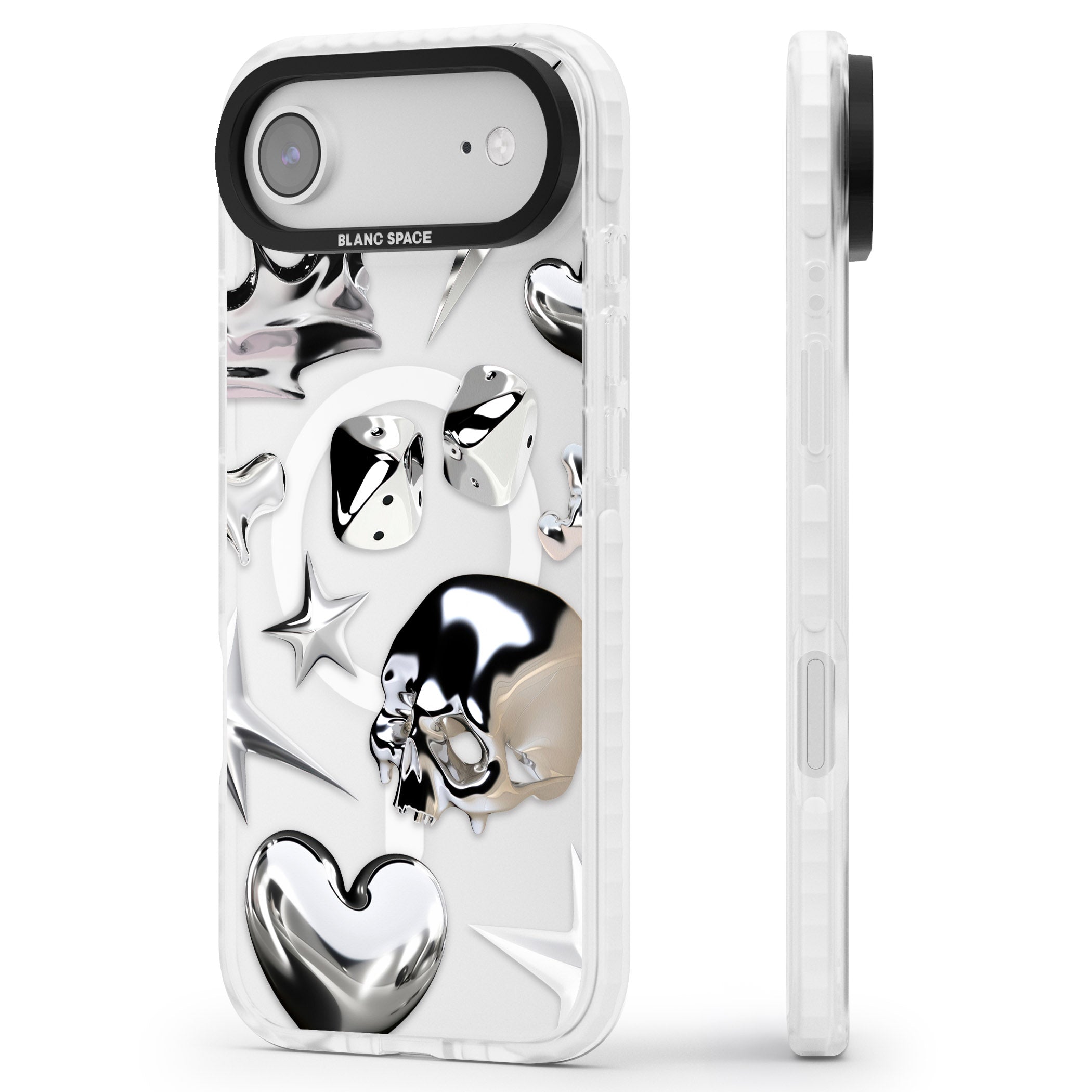 Chromed iPhone 17 Air Impact Pro Clear Phone Case Side Profile