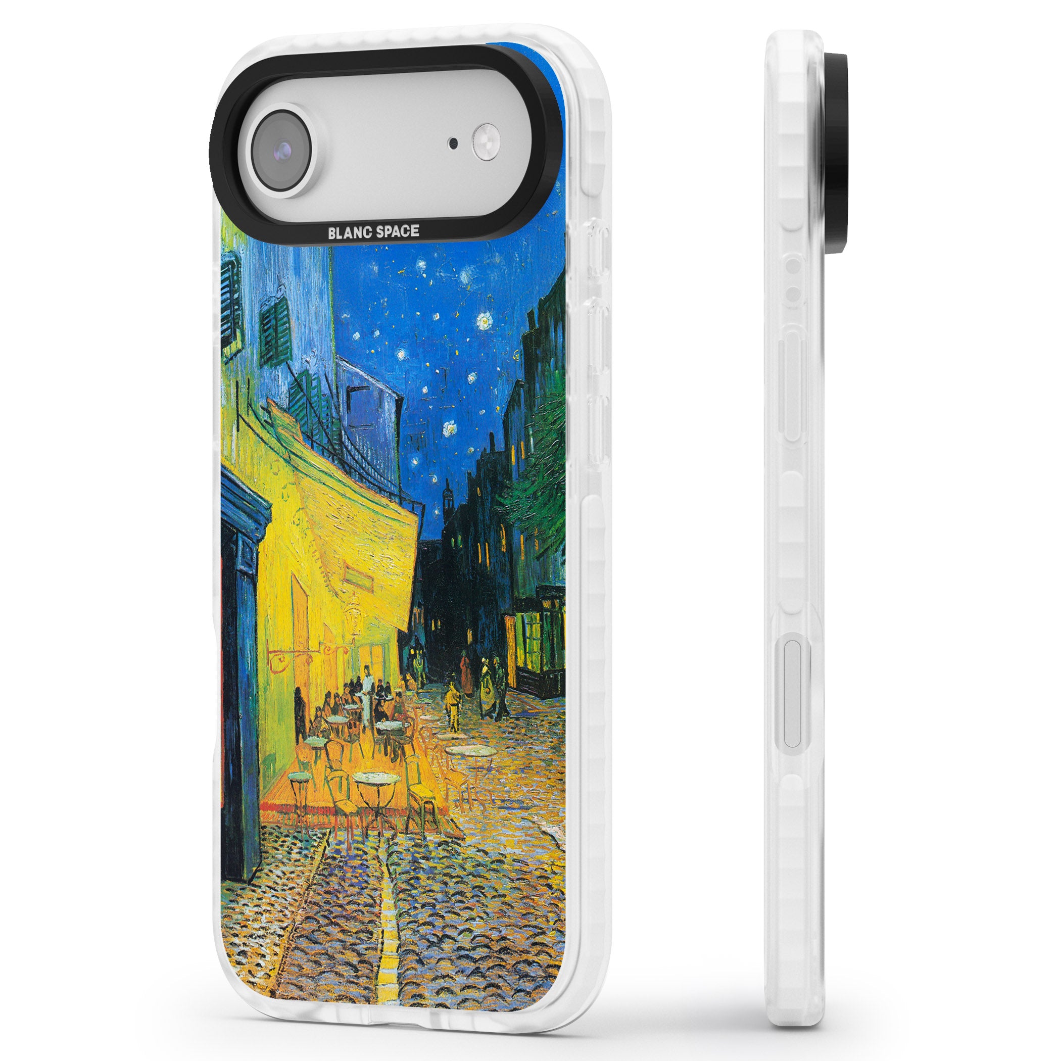 Café Terrace At Night iPhone 17 Air Impact Pro Clear Phone Case Side Profile